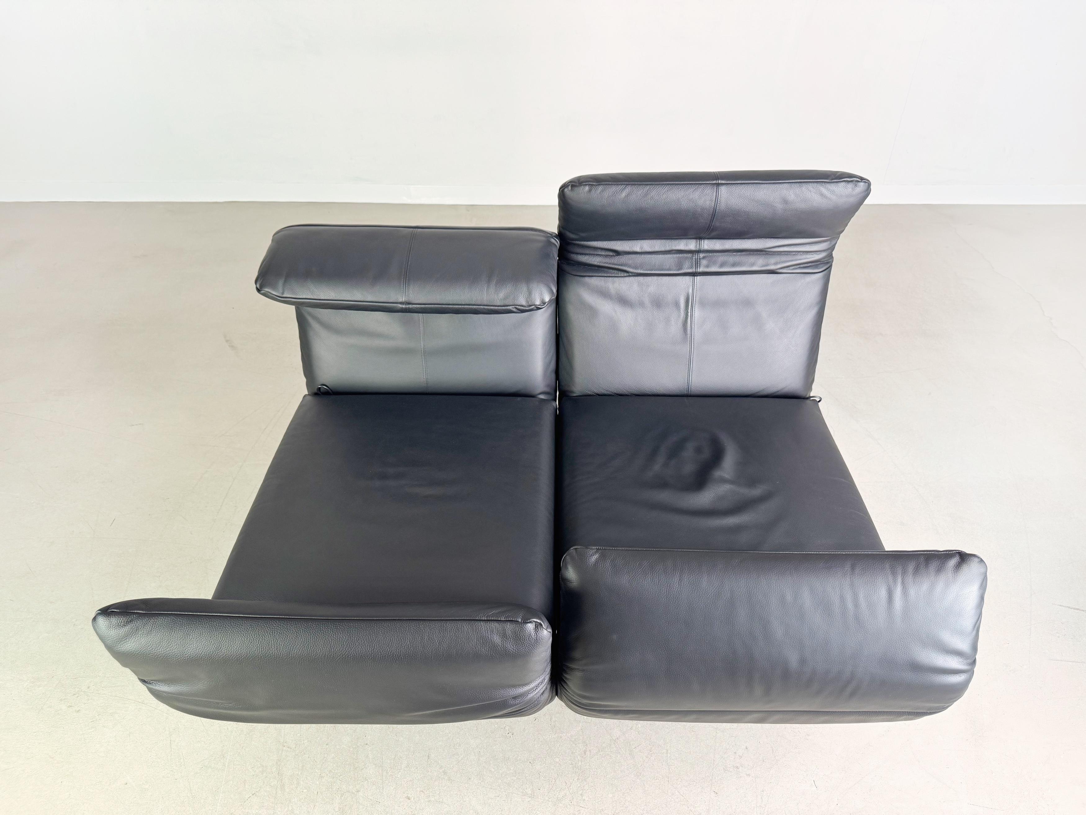 Original Rolf Benz Plura Sofá Couch Leder schwarz Design Zweisitzer Siglo XXI y contemporáneo