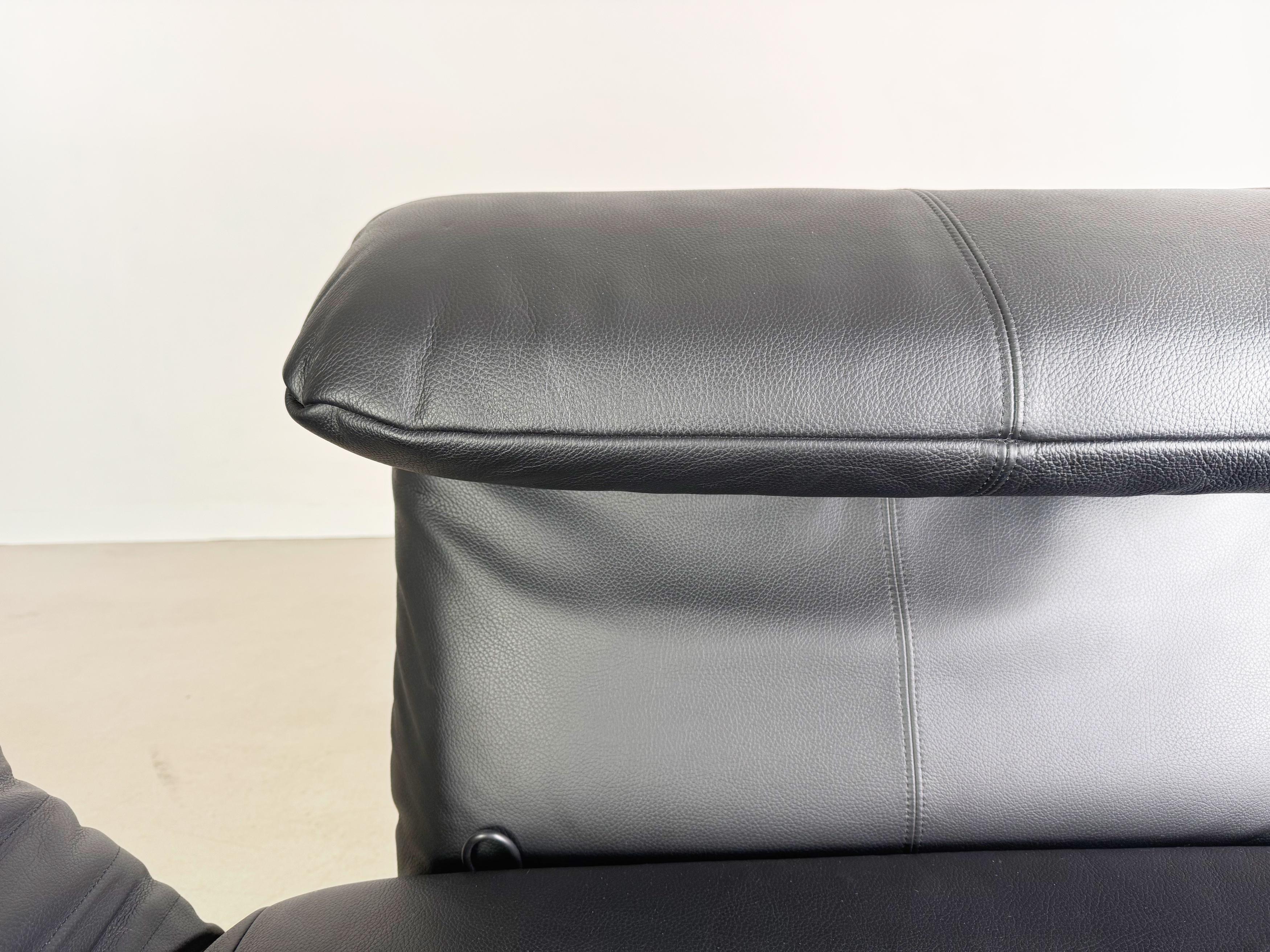 Original Rolf Benz Plura Sofá Couch Leder schwarz Design Zweisitzer 1