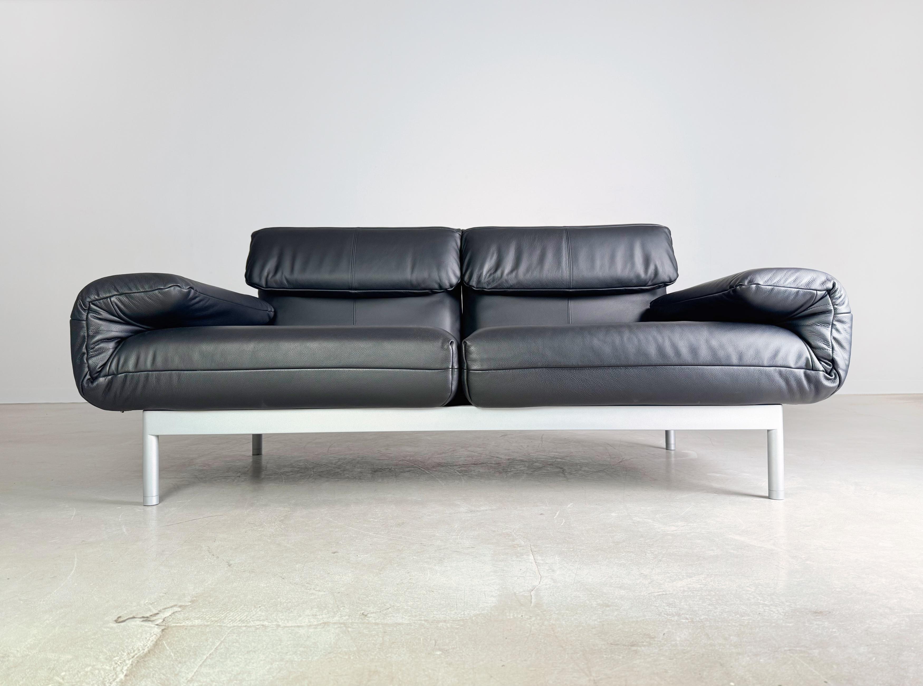 Original Rolf Benz Plura Sofá Couch Leder schwarz Design Zweisitzer 2