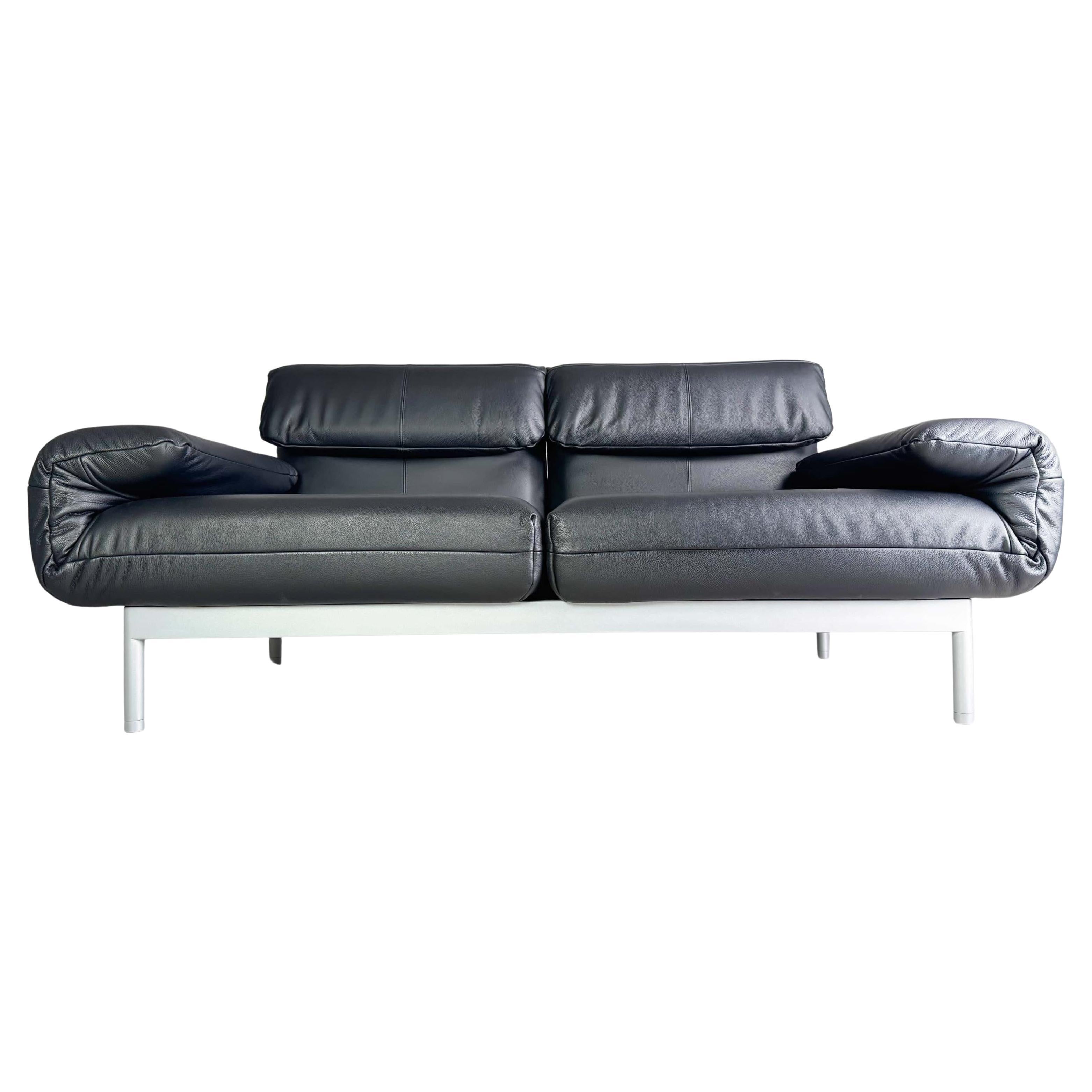 Original Rolf Benz Plura Sofá Couch Leder schwarz Design Zweisitzer