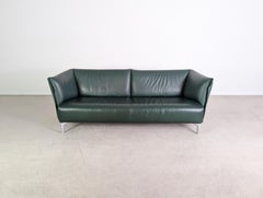 Original Rolf Benz Sofa Leder Design Couch dunkelgrün Zweisitzer