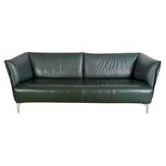 Original Rolf Benz Sofa Leder Design Couch dunkelgrün Zweisitzer