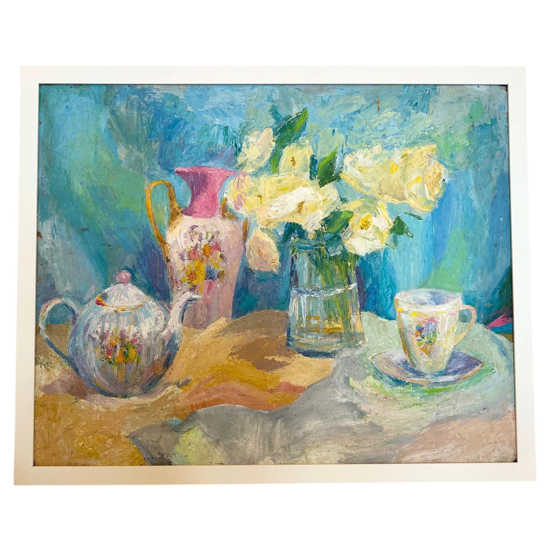 Original Romantic Still Life Painting in Gorgeous Pastel Colors