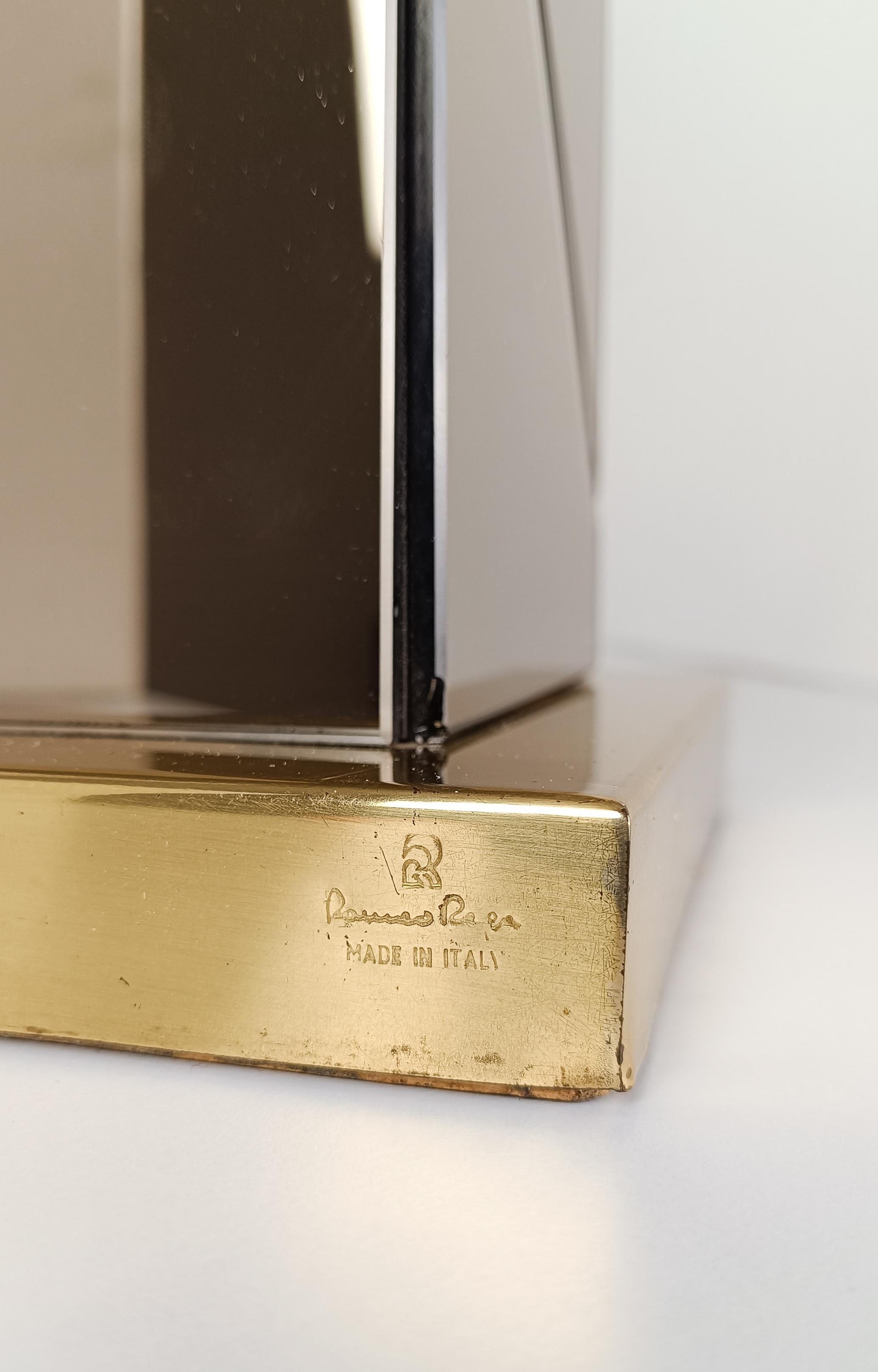 Lampada da tavolo Romeo Rega originale in ottone e specchio molato Italia anni '70 in vendita 3