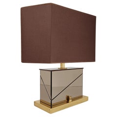Lampada da tavolo Romeo Rega originale in ottone e specchio molato Italia anni '70