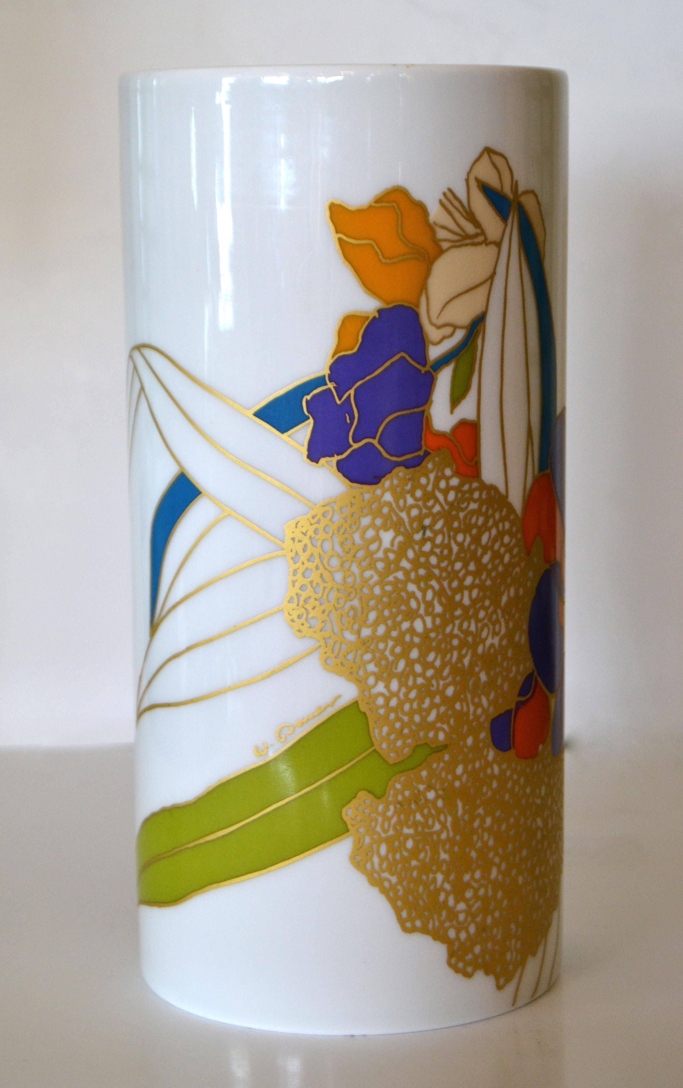Mid-20th Century Original Rosenthal Porcelain Flower Vase Studio-Linie Germany by Wolfgang Bauer