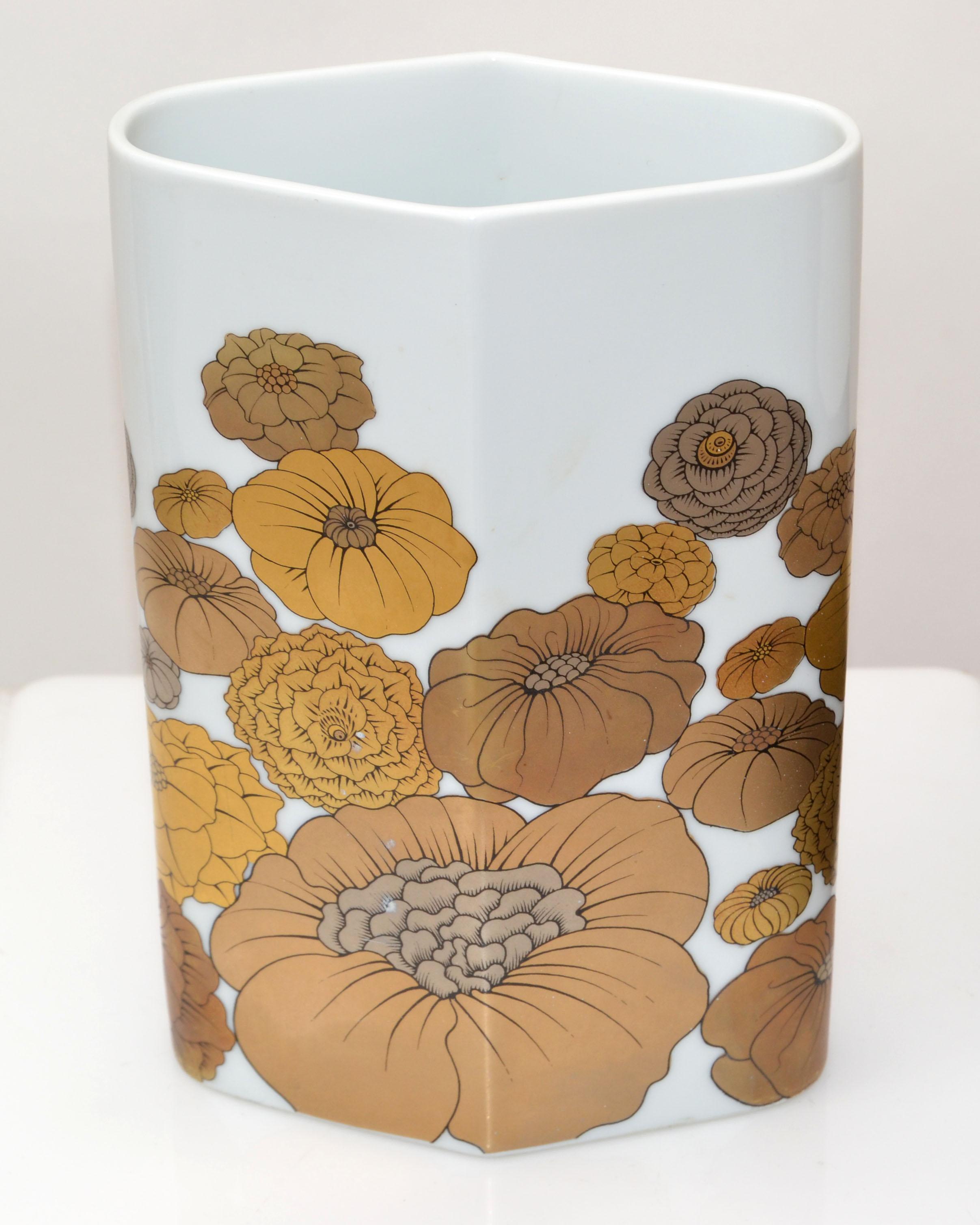 Original Rosenthal Porcelain & Gold Vase Studio-Linie Germany by Wolfgang Bauer 4