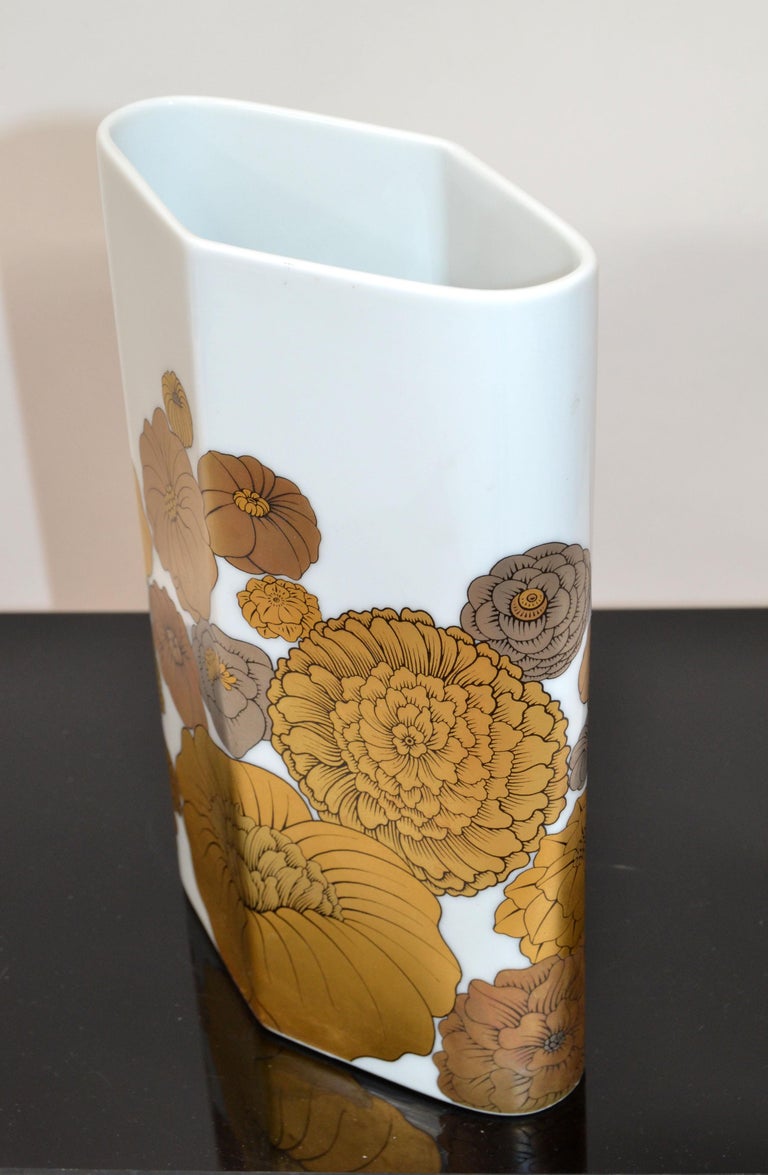 Vase original en porcelaine de Rosenthal et or Studio-Linie Allemagne par  Wolfgang Bauer sur 1stDibs