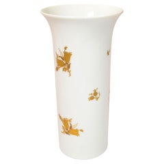 Original Rosenthal White Porcelain Flower Vase Hand Painted Gold Leaf Flowers