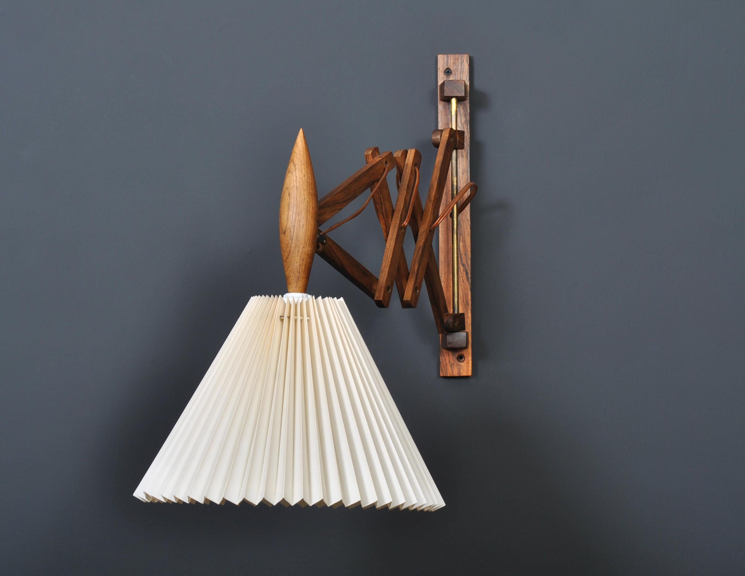 Scandinavian Modern Original Rosewood Le Klint Scissor Wall Lamp