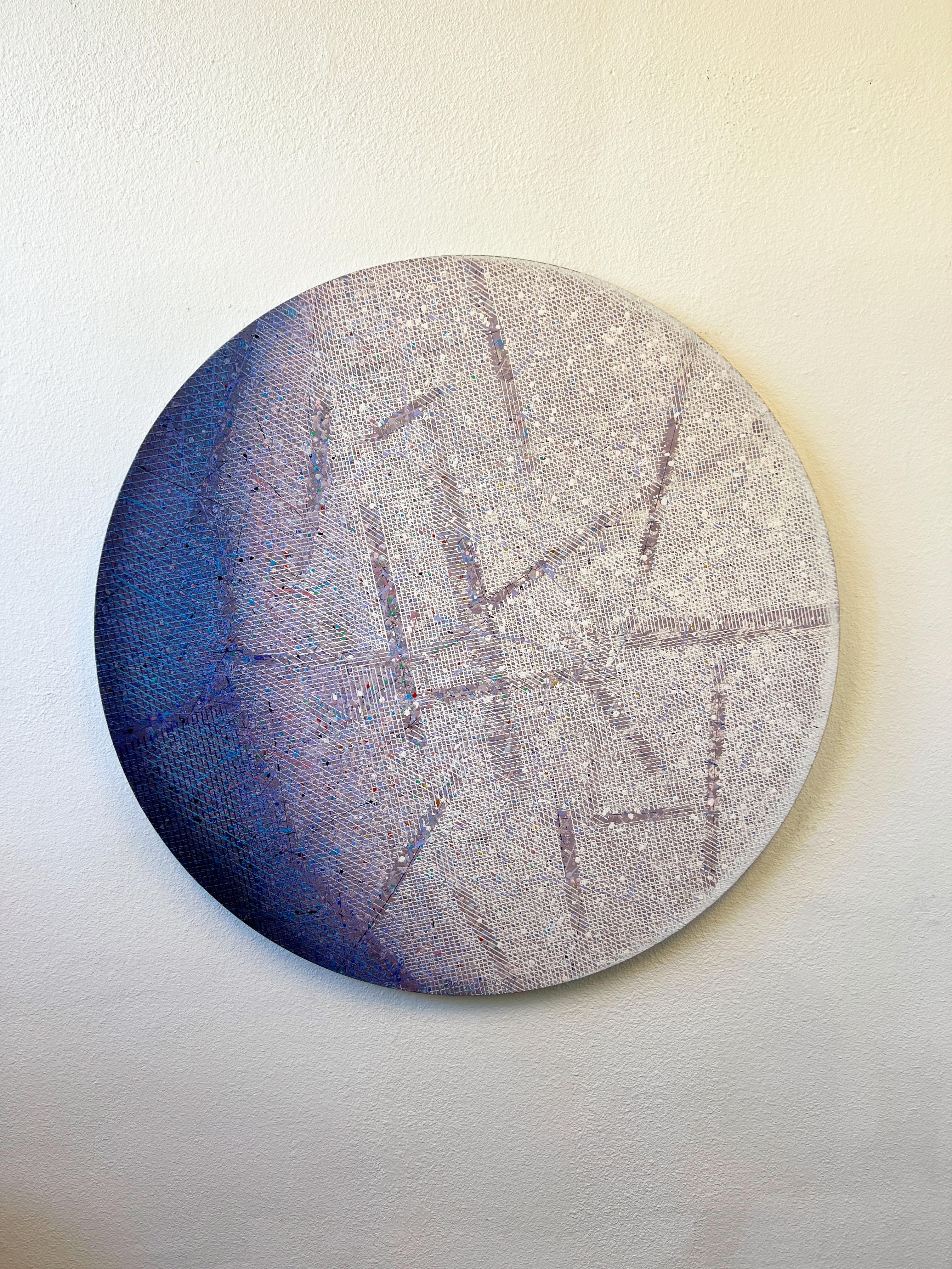 Modern Original Round Acrylic Abstract Painting by Paul Maxwell 1925-2015 For Sale