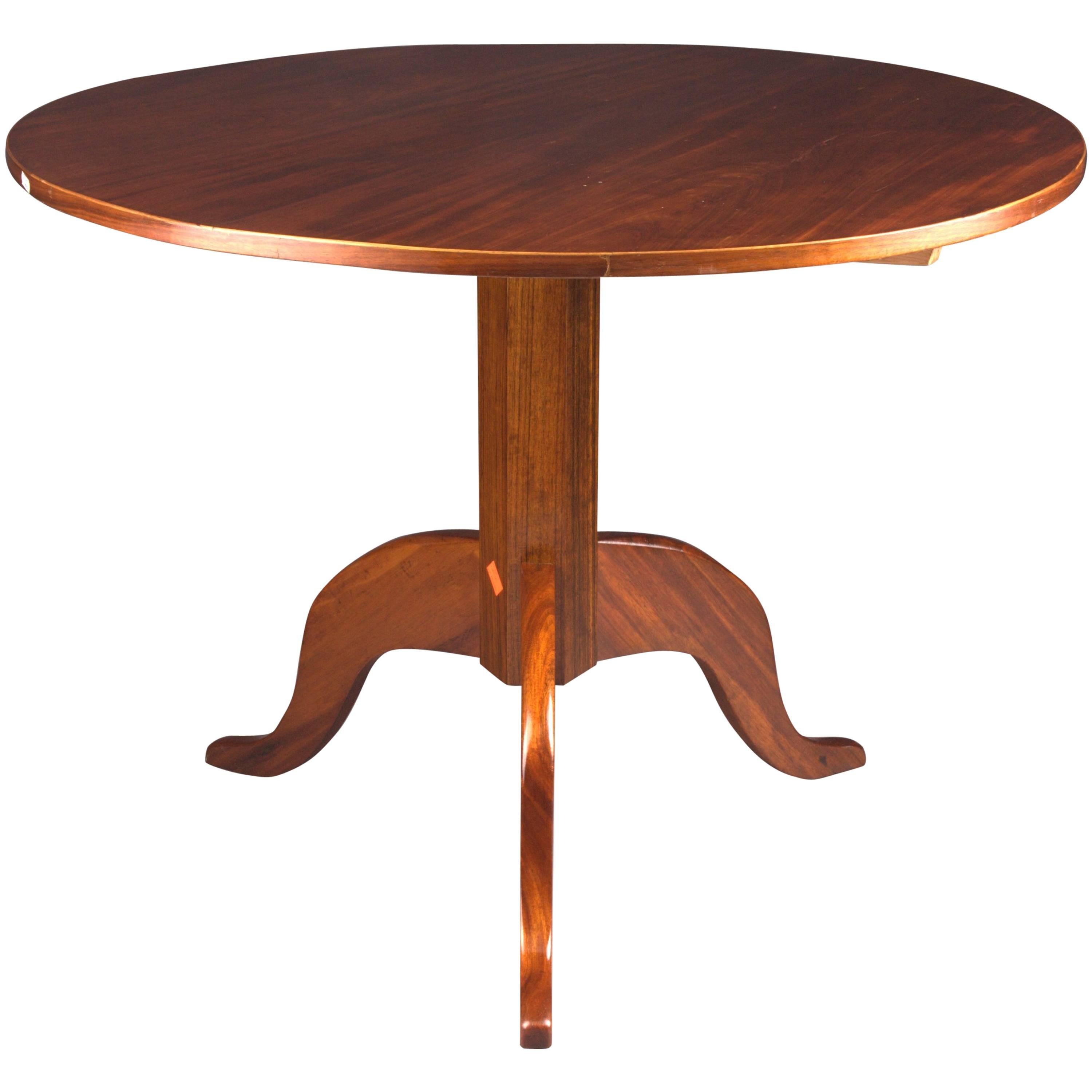 Tavolo pieghevole Biedermeier rotondo originale, circa 1820 Impiallacciatura di mogano