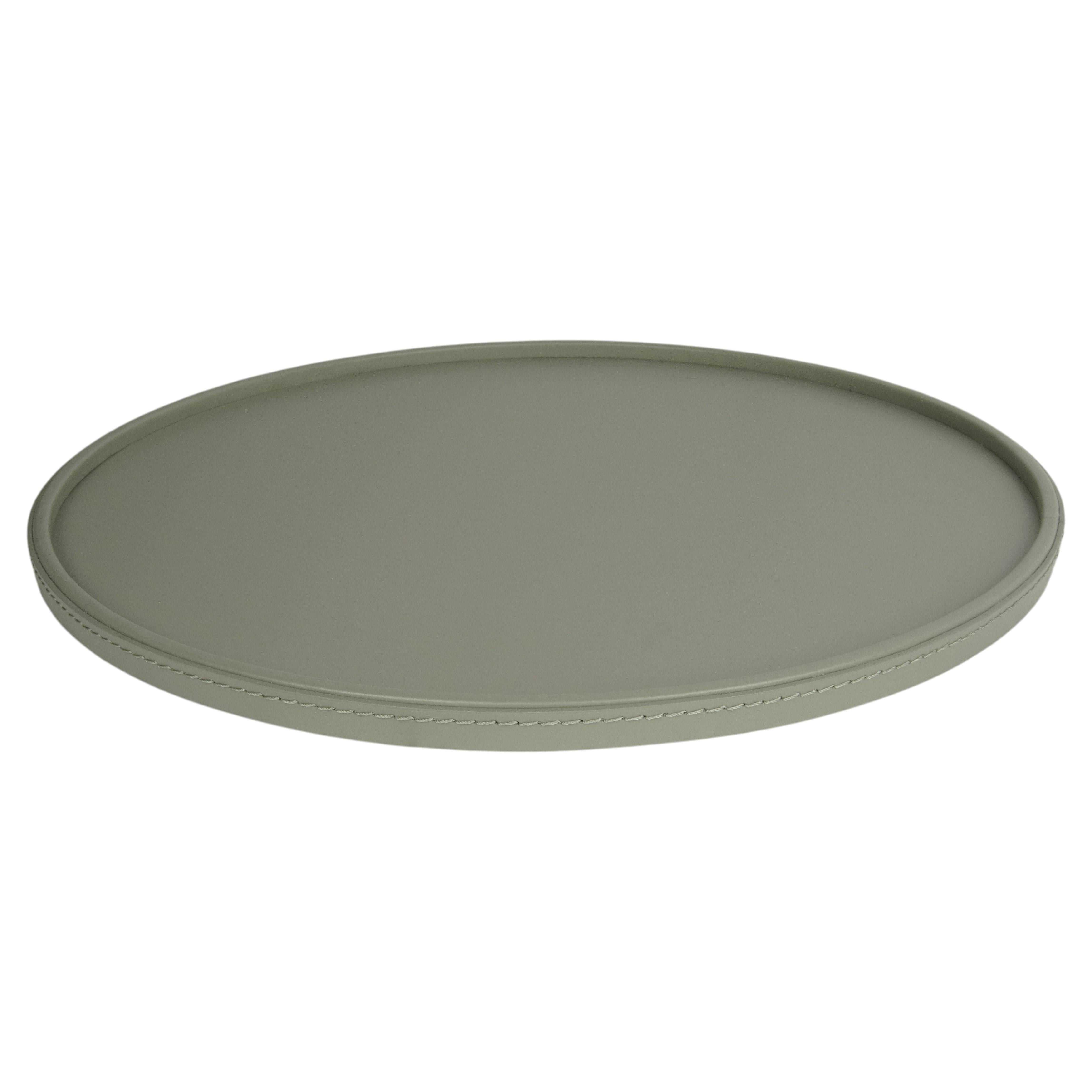 Round Leather Tray by Limac Design, Diameter 39 cm, CLIZIA For Sale