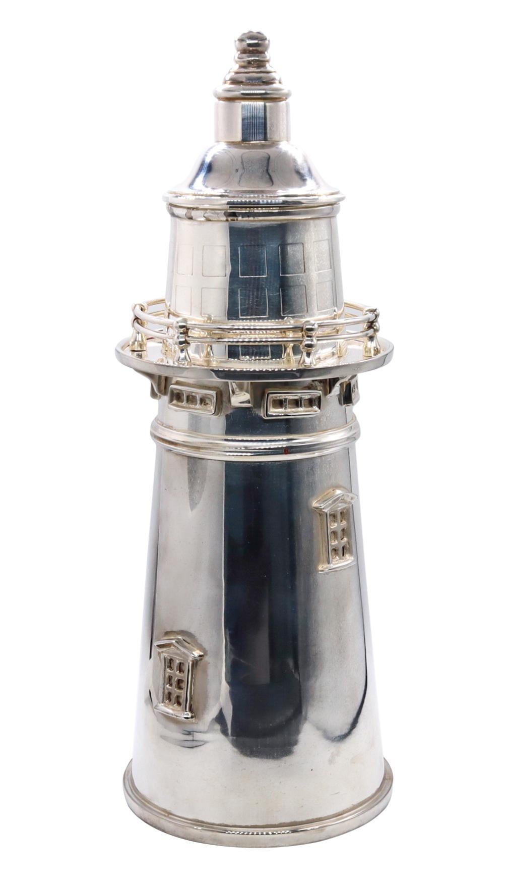 Original Royal Art Sheffield 1930 British Art Deco Lighthouse Cocktail Drink en vente