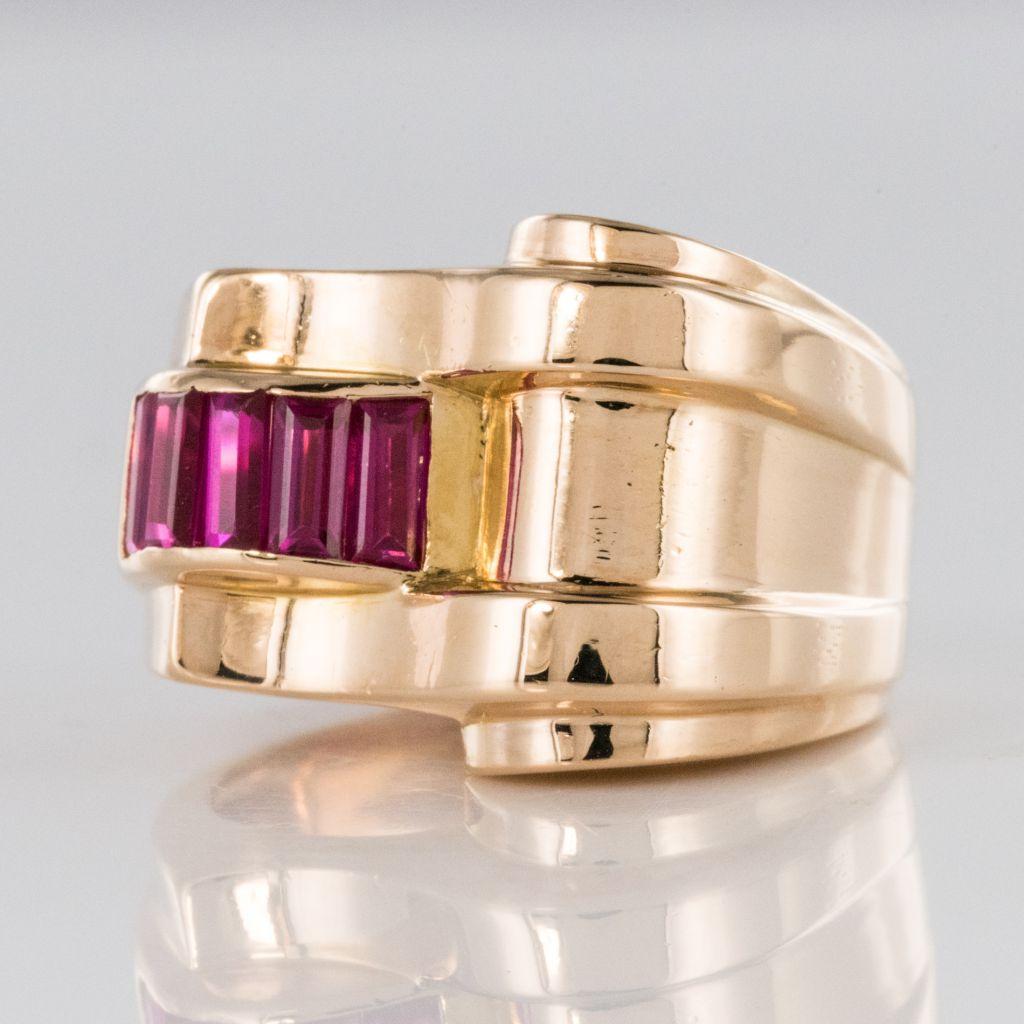 Original Ruby Tank Ring In Excellent Condition In Poitiers, FR