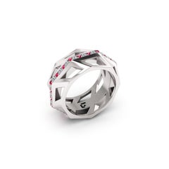 Original Ruby White Diamond Band Elegant White 18K Gold Ring for Her for Him