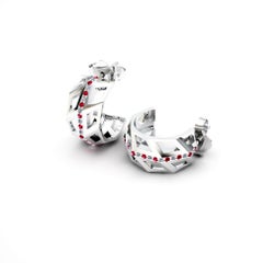 Boucles d'oreilles élégantes en or blanc 18 carats avec rubis et diamants blancs d'origine pour Her pour Him