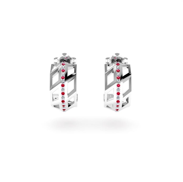 Original Ruby White Diamond Elegant White 18K Gold Earrings for Her for ...