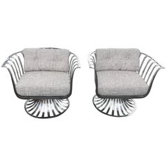 Original Russell Woodard Polished Aluminum Armchairs, Pair