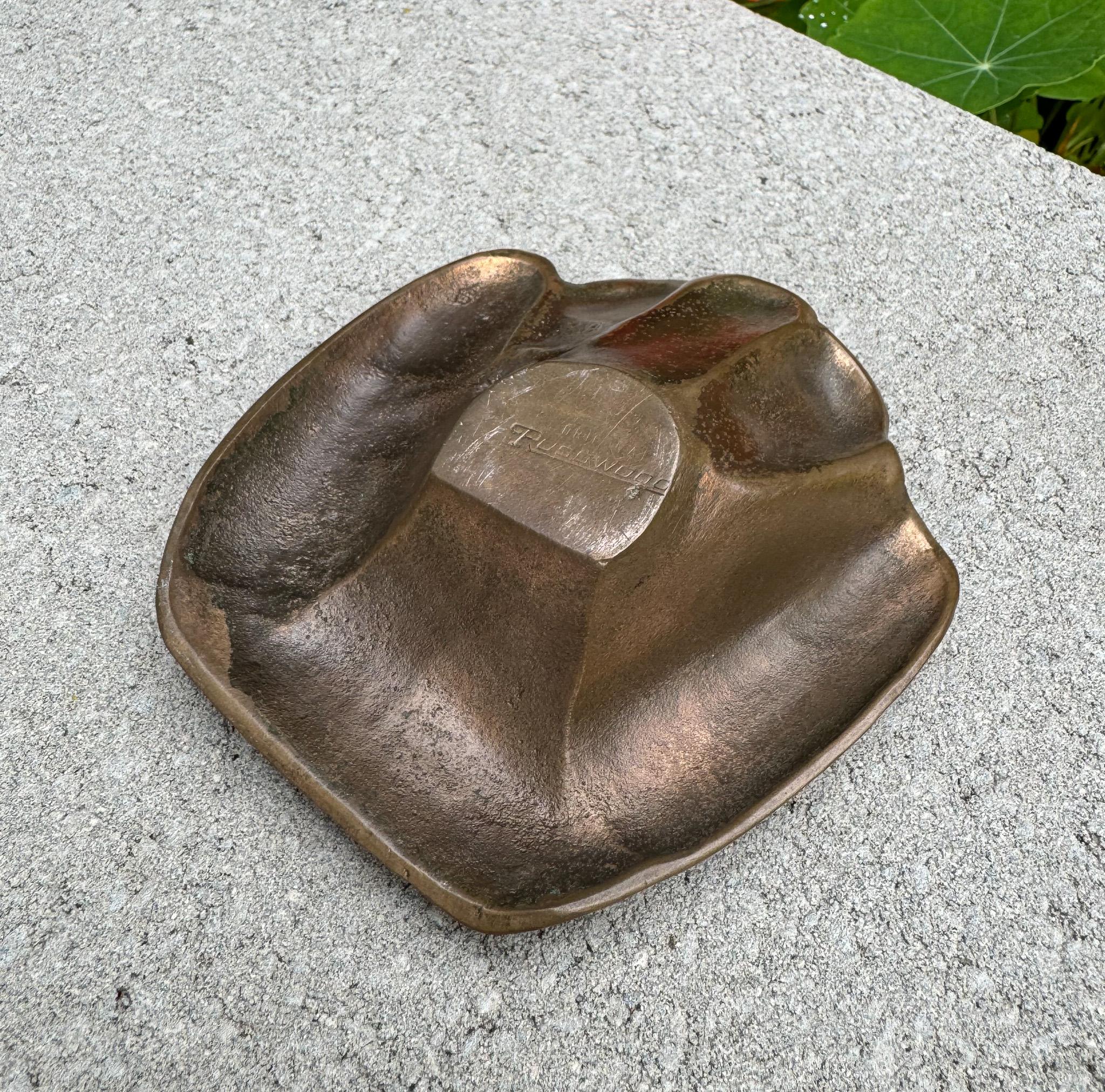 Cenicero de guante de béisbol de bronce original de Russwood, años 40 4