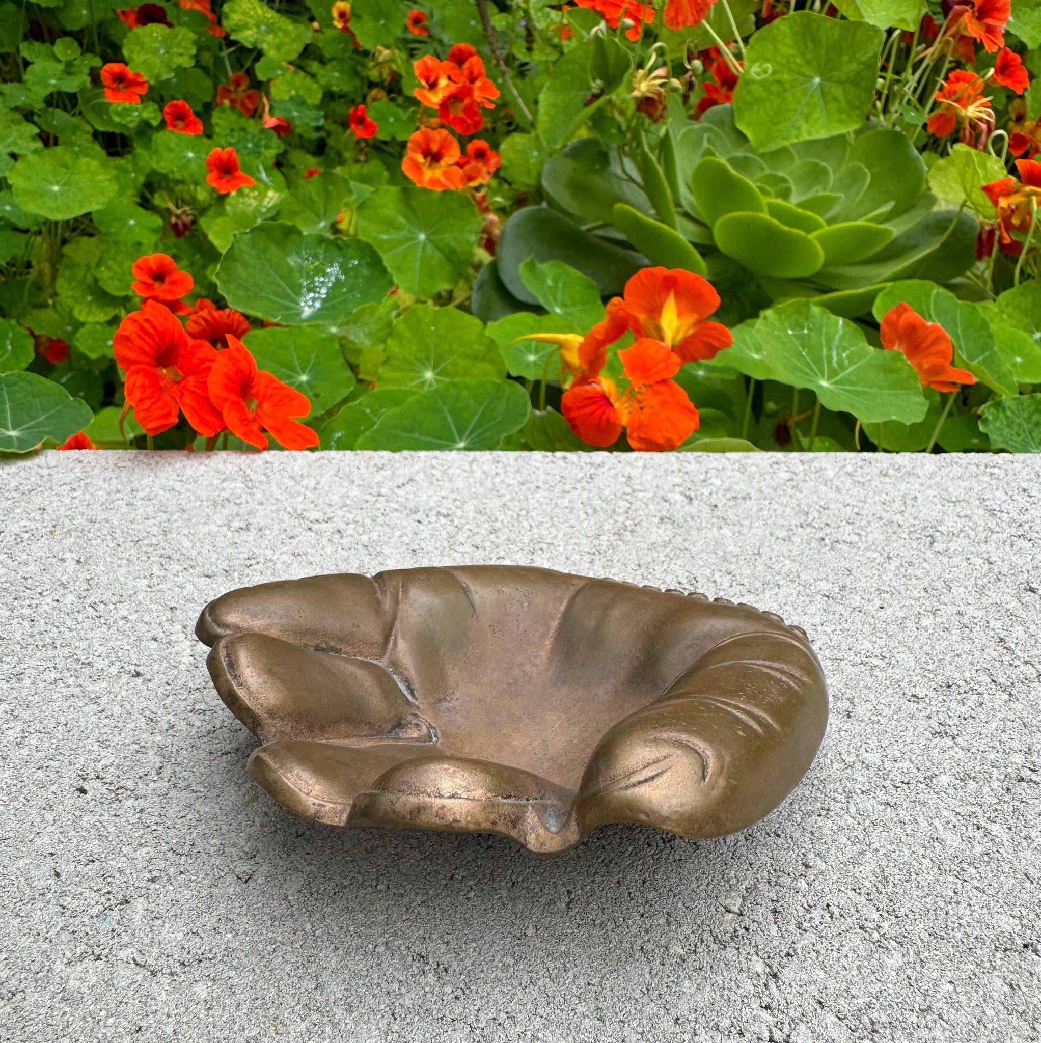 Cenicero de guante de béisbol de bronce original de Russwood, años 40 5