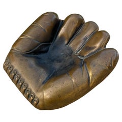 Vintage Original Russwood Bronze Baseball Glove Ashtray / Catchall, 1940's 