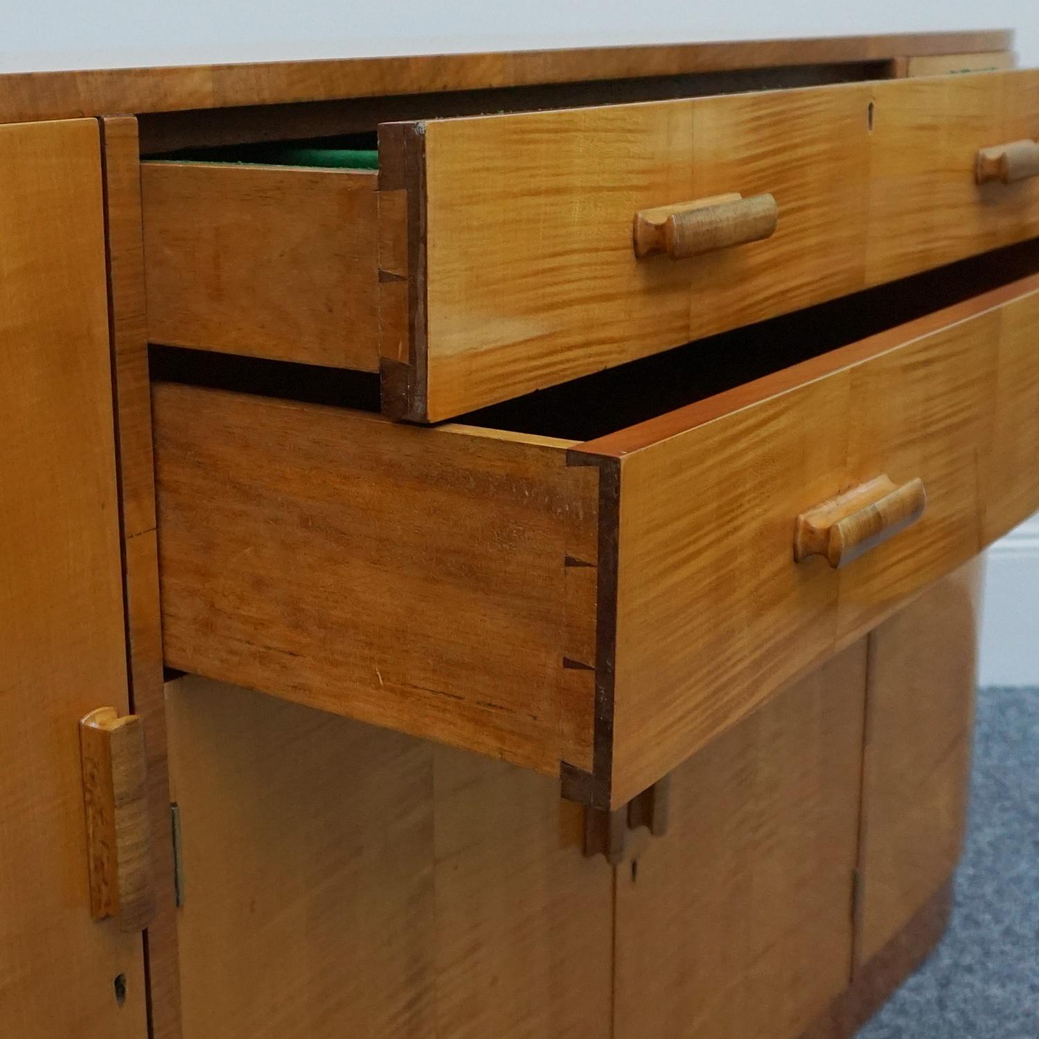 Original Satin Birch and Walnut Sideboard, Circa 1930 7