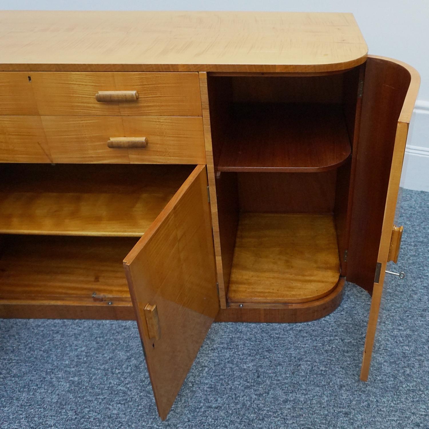Original Satin Birch and Walnut Sideboard, Circa 1930 2