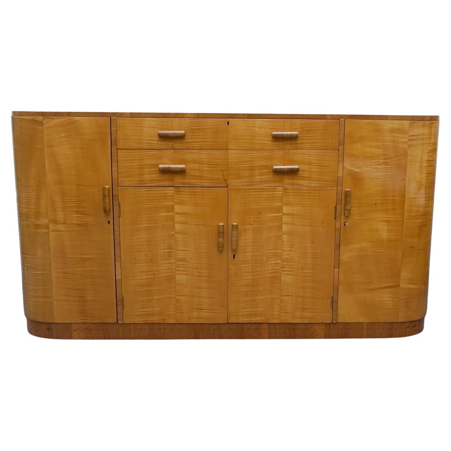 Original Satin Birch and Walnut Sideboard, Circa 1930