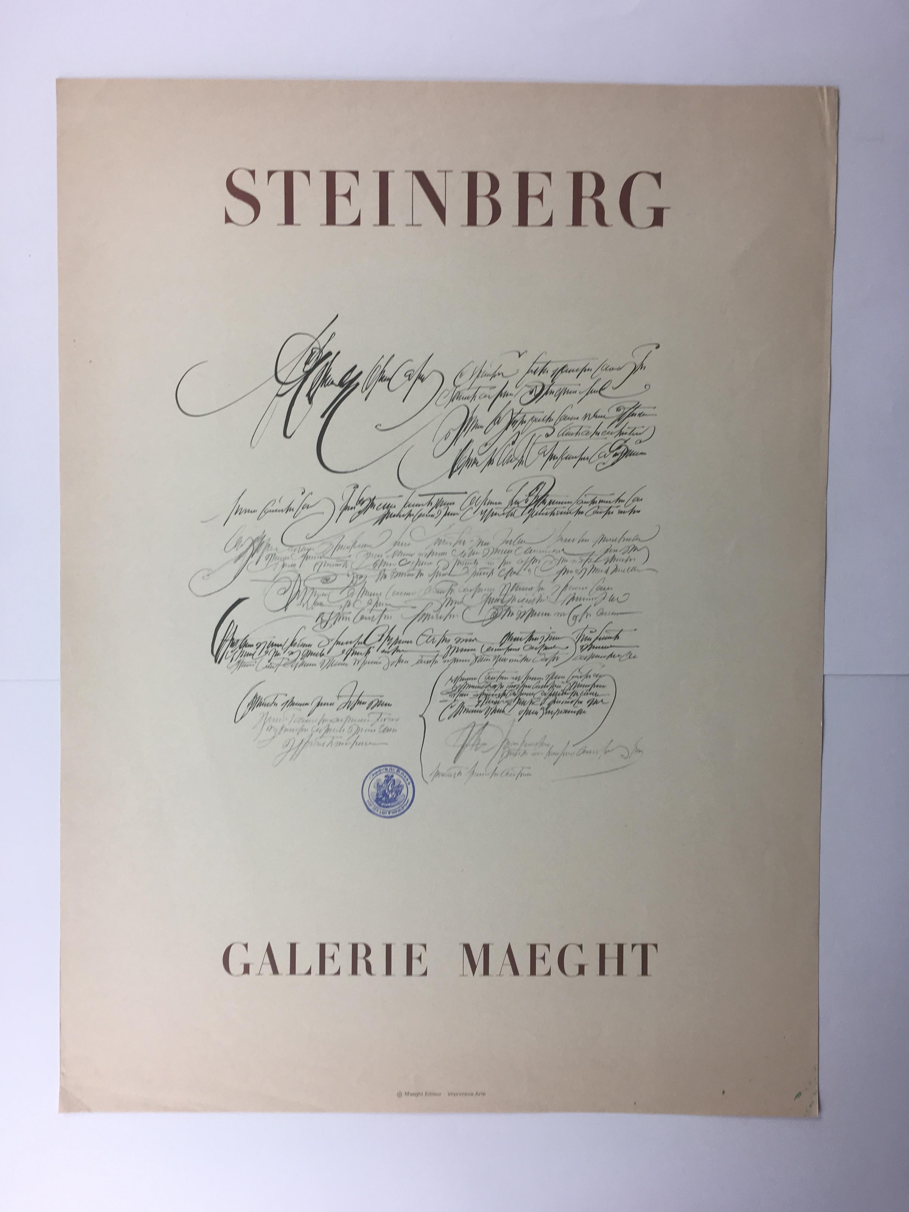 French Original Saul Steinberg Exhibition Poster from Galerie Maeght