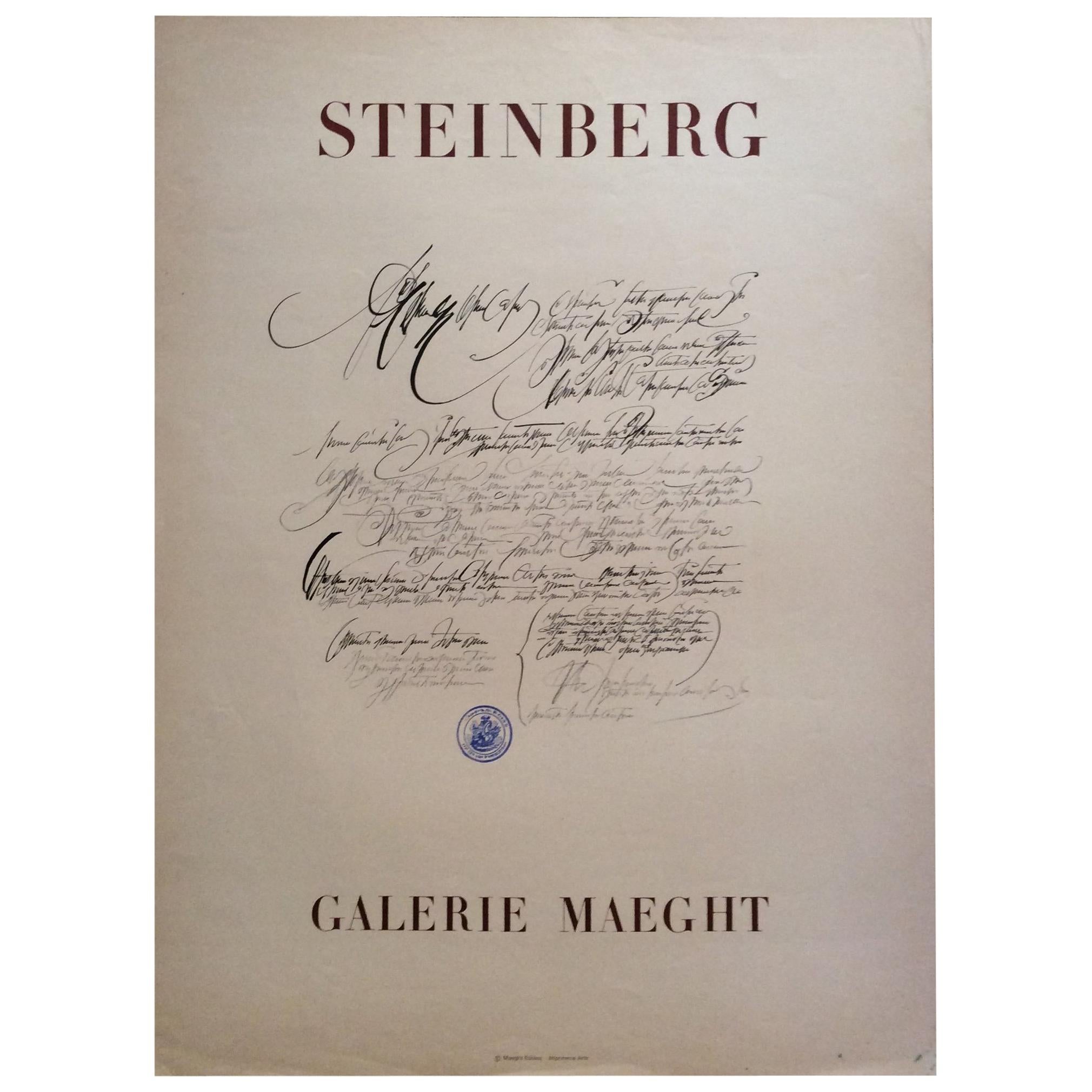Original Saul Steinberg Exhibition Poster from Galerie Maeght