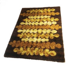 Vintage Original Scandinavian High Pile Pop Art Rya Rug Carpet, Denmark, 1960s