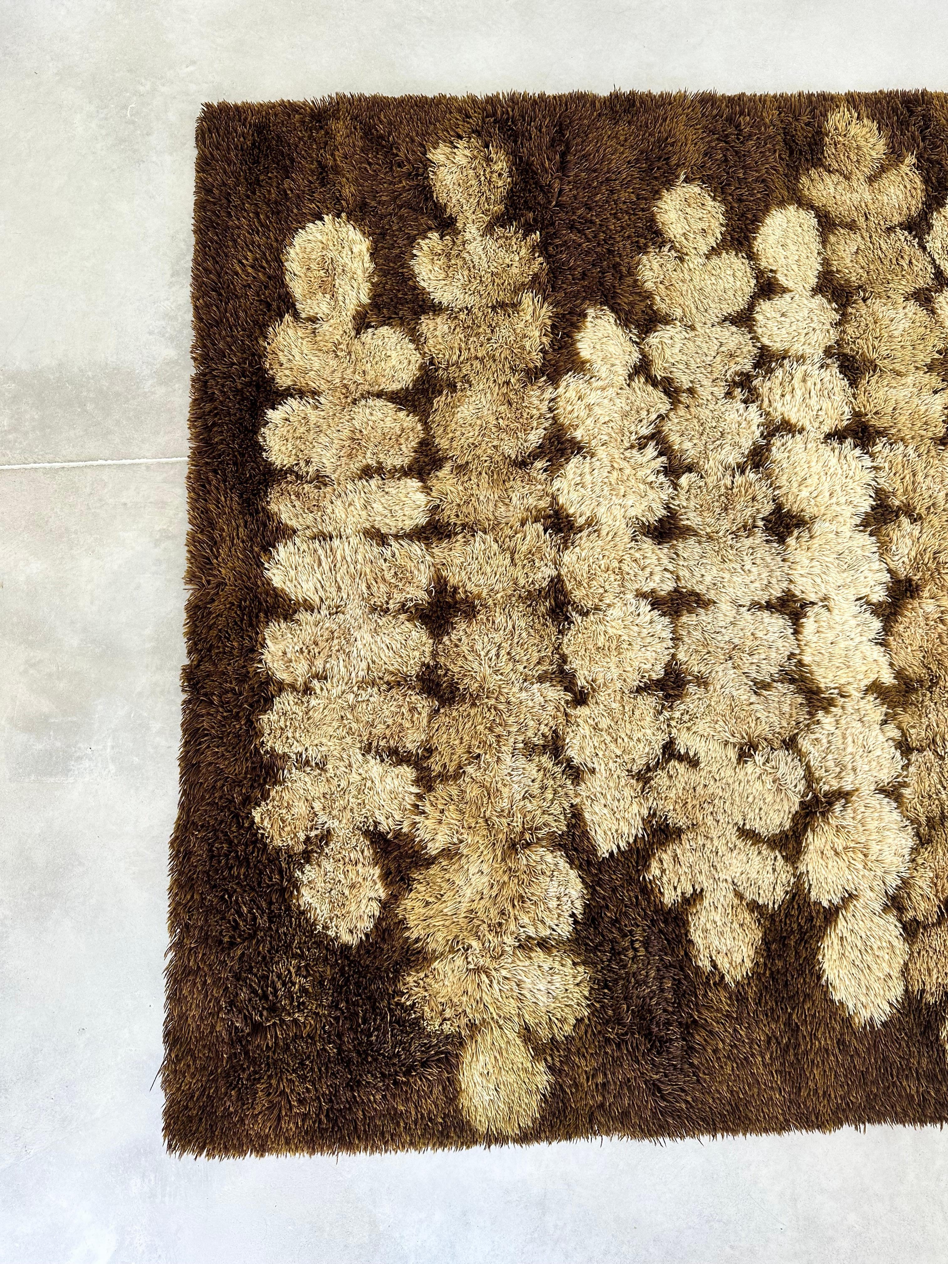Danish Original Scandinavian high-pile, Rya rug carpet, Denmark design, 1970s For Sale