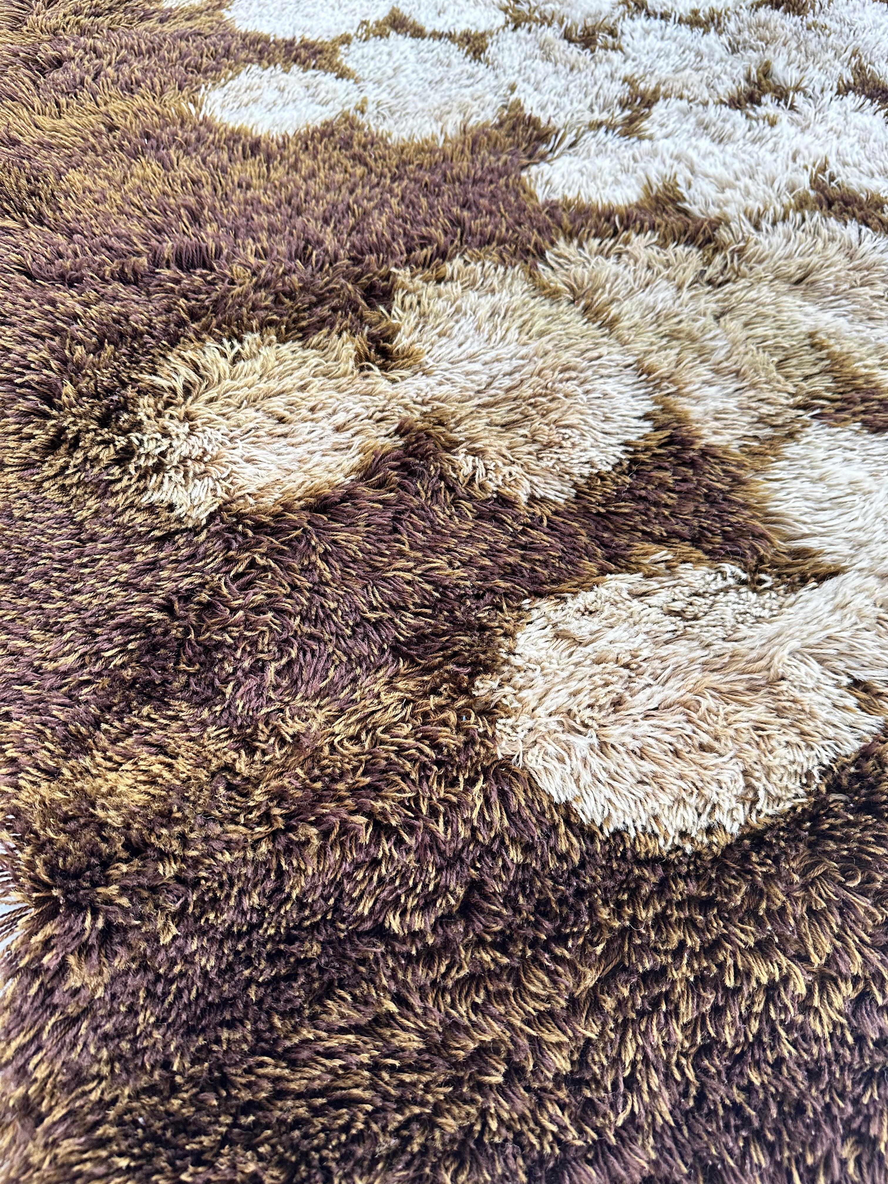 Original Scandinavian high-pile, Rya rug carpet, Denmark design, 1970s In Good Condition For Sale In leucate, FR