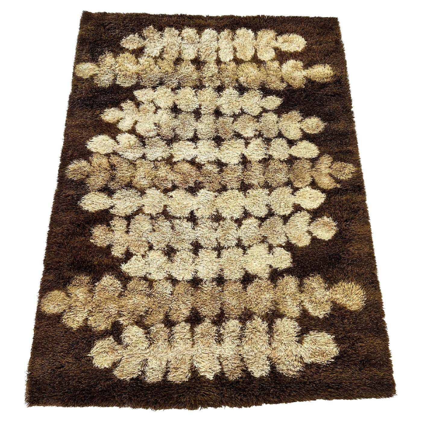 Traditional Rya Rug Original Scandinavian high-pile, Rya rug carpet, Denmark design, 1970s ...