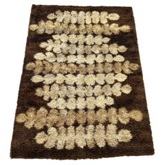 Vintage Original Scandinavian high-pile, Rya rug carpet, Denmark design, 1970s