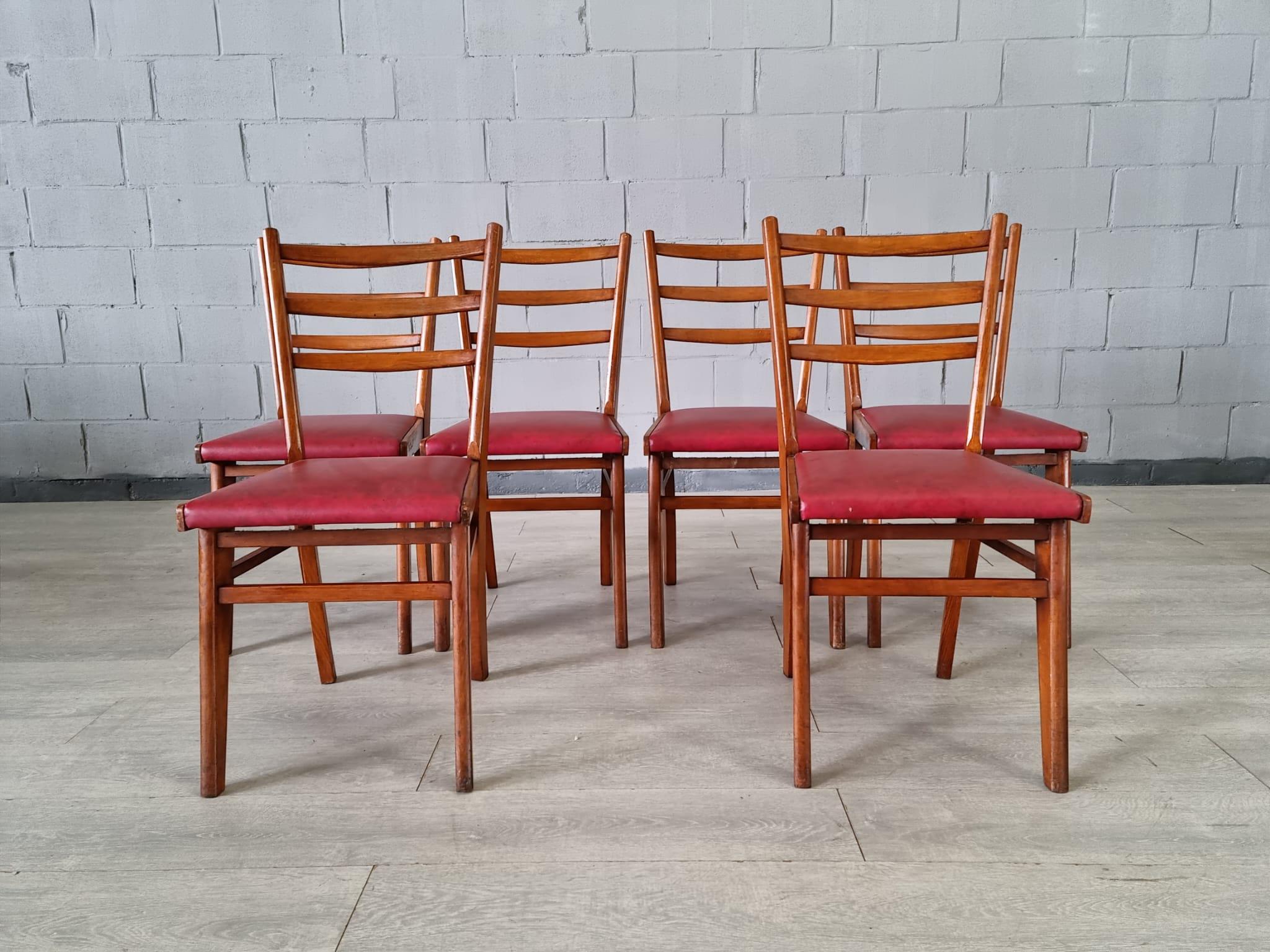 Original Scandinavian MCM Dining Chairs Original Upholstery - Set of 6 1