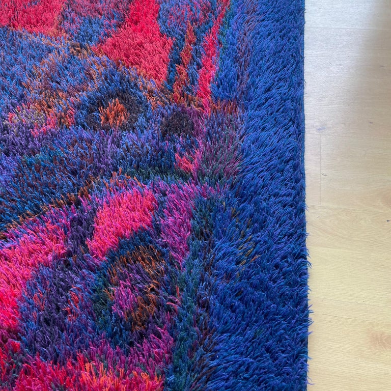 Original Scandinavian Rya Rug by Oili Mäki for Finnrya Oy AB, Finland