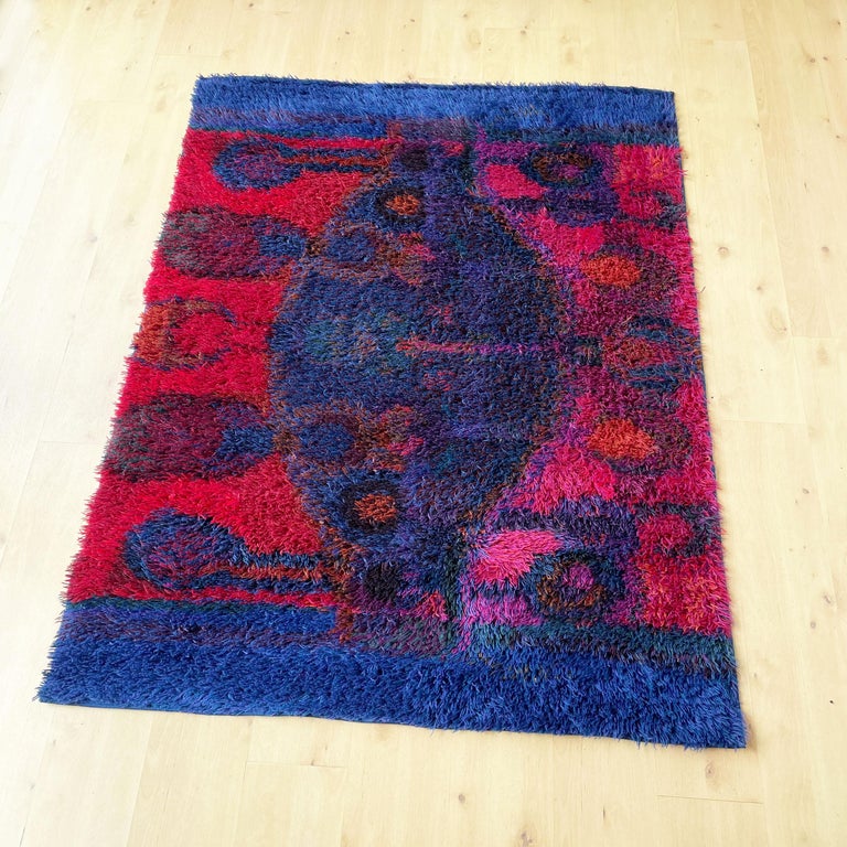 Original Scandinavian Rya Rug by Oili Mäki for Finnrya Oy AB, Finland