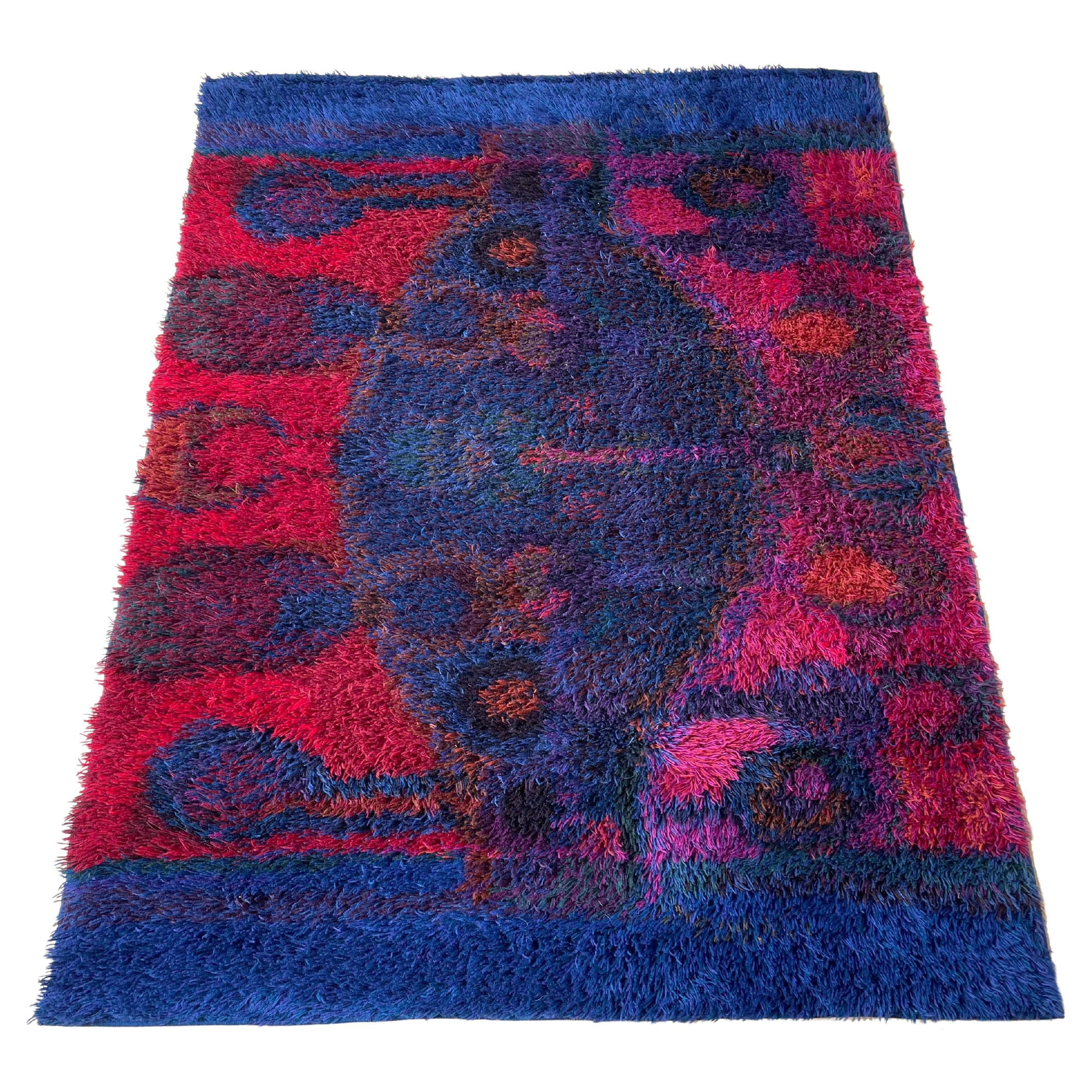 Original Scandinavian Rya Rug by Oili Mäki for Finnrya Oy AB, Finland