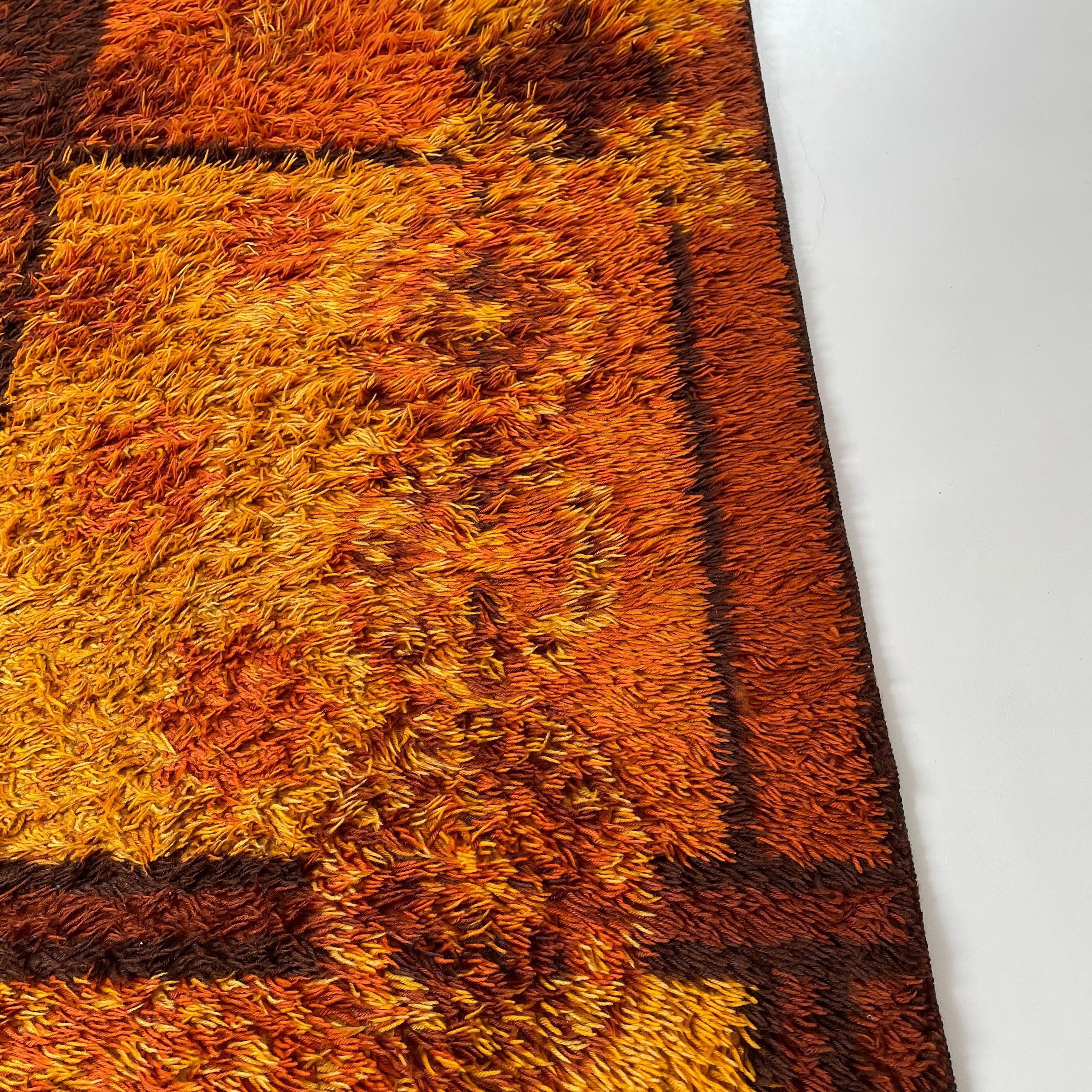 Alfombra escandinava original Rya de diseño cuadrado de Ege Taepper, años 60, Dinamarca en venta 1