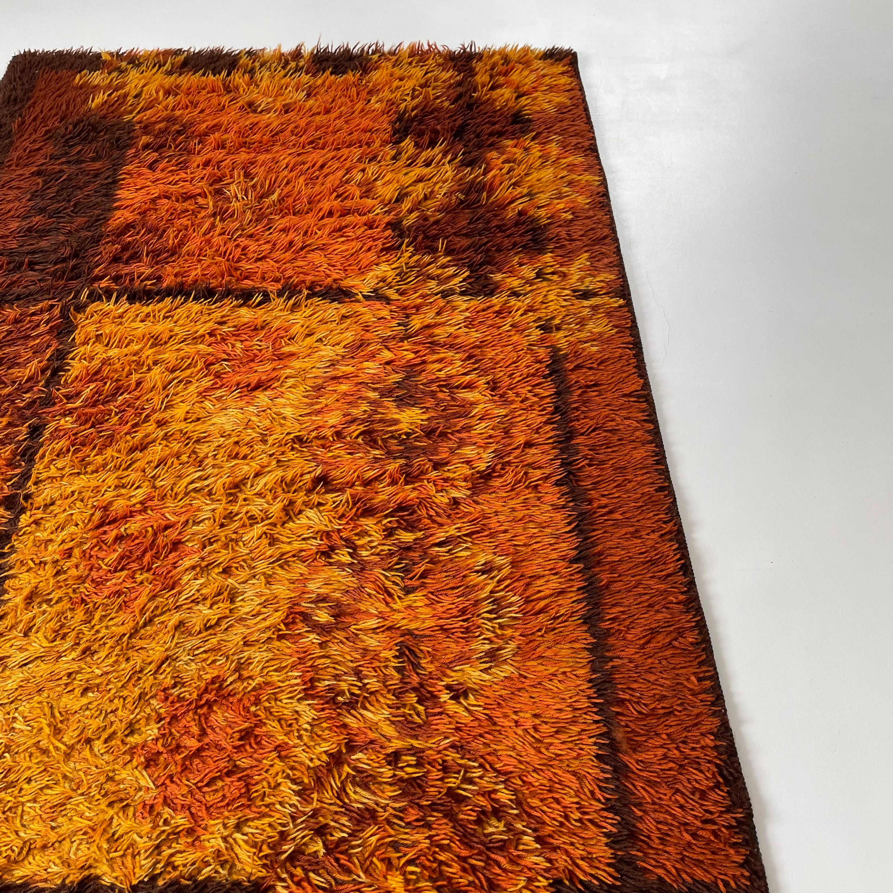 Original Scandinavian Square Pattern Rya Rug by Ege Taepper, 1960s, Denmark For Sale 2