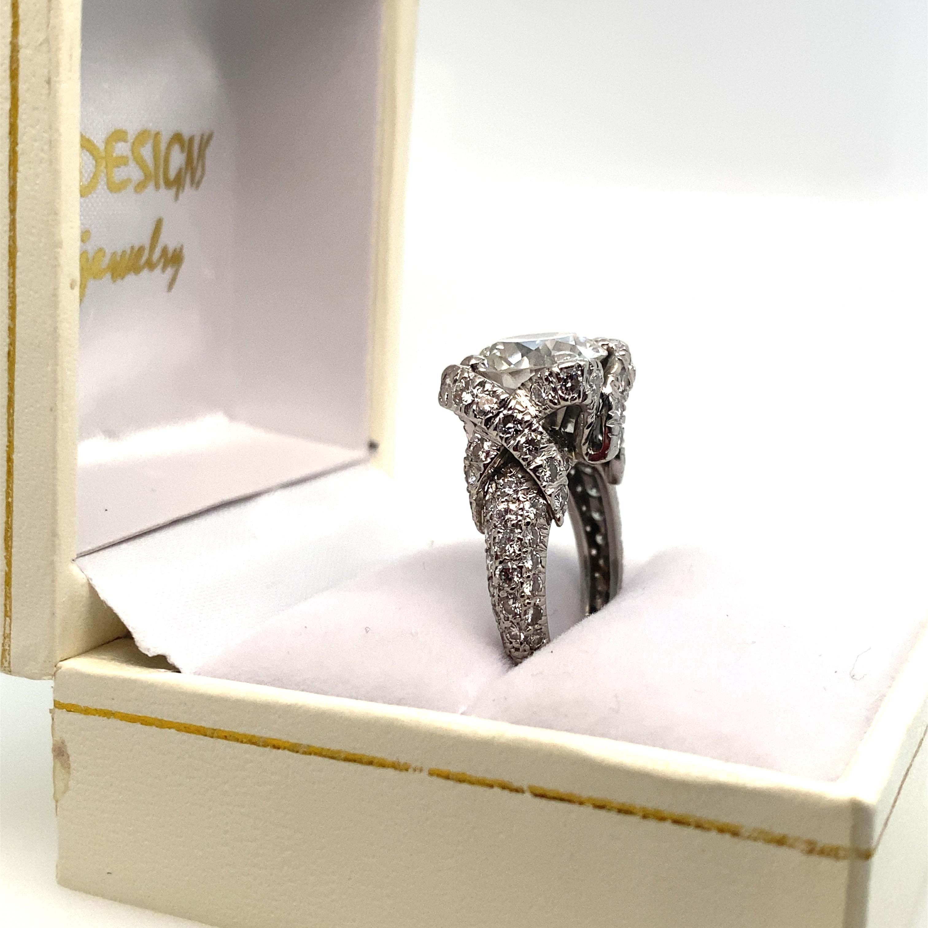 Original Schlumberger für Tiffany, maßgefertigter Platin-Diamantring (Rundschliff) im Angebot