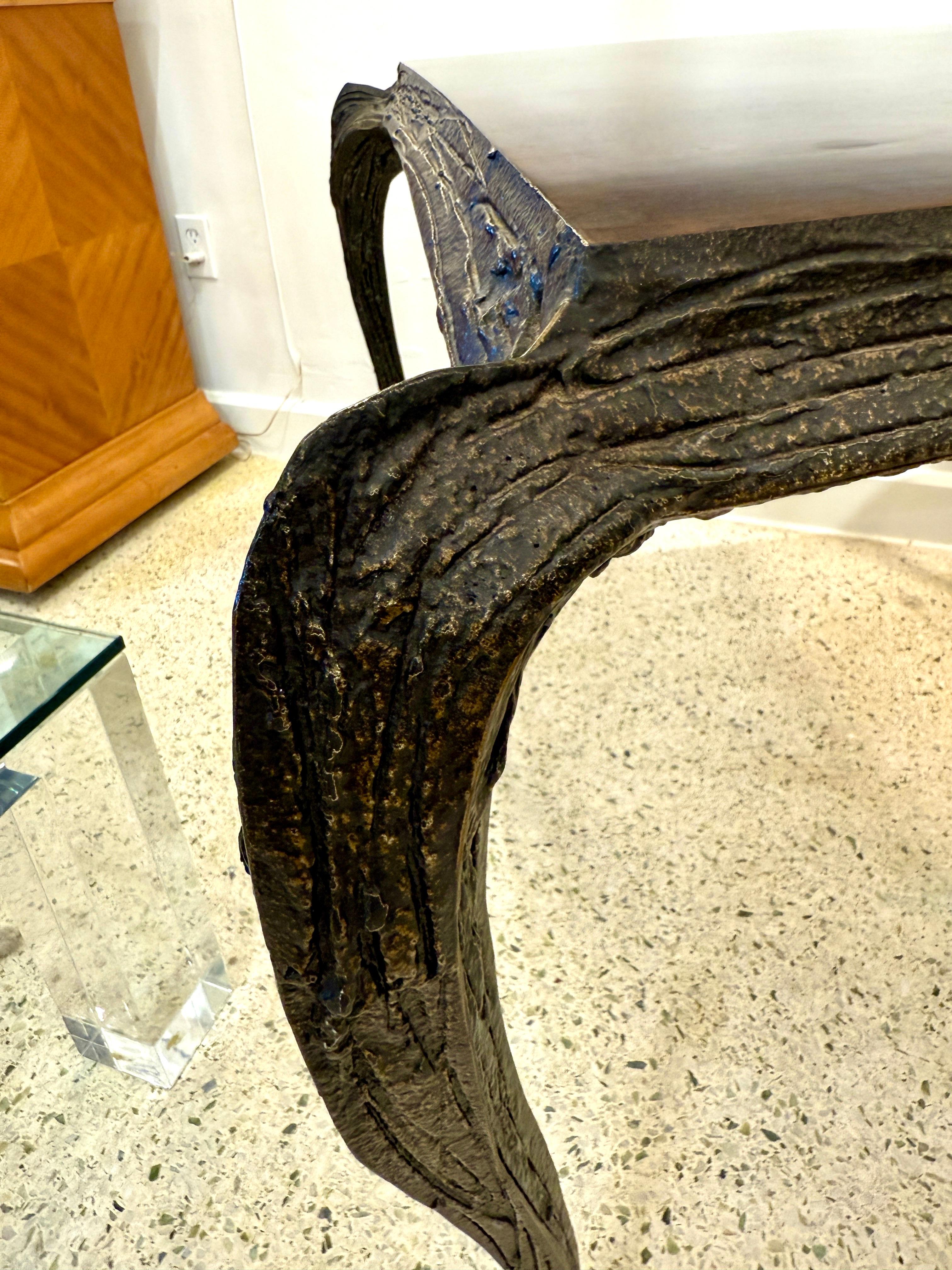Original Sculpted Bronze Paul Evans for Directional Brutalist Card Table In Good Condition For Sale In North Miami, FL