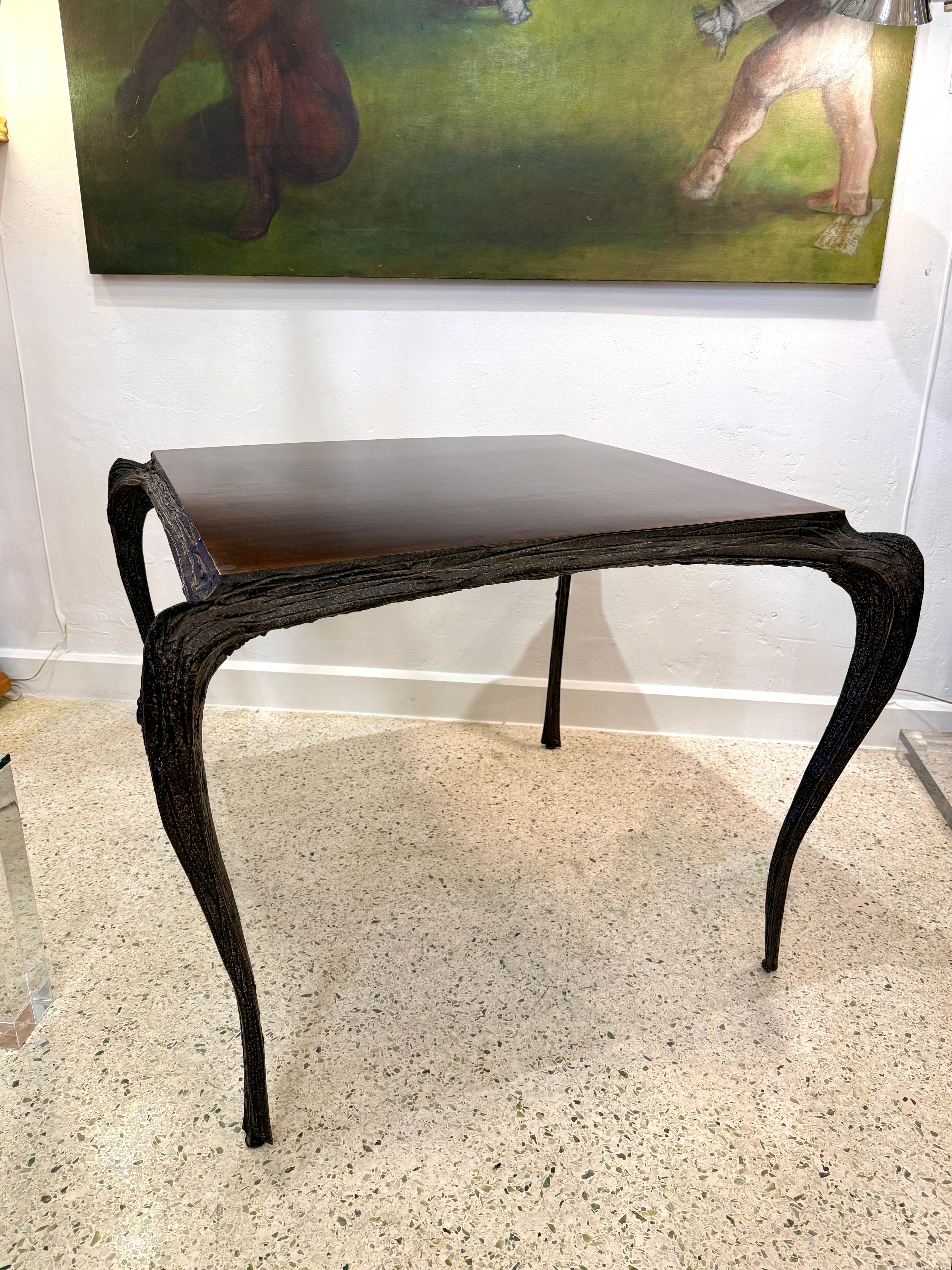 Original Sculpted Bronze Paul Evans for Directional Brutalist Card Table For Sale 2