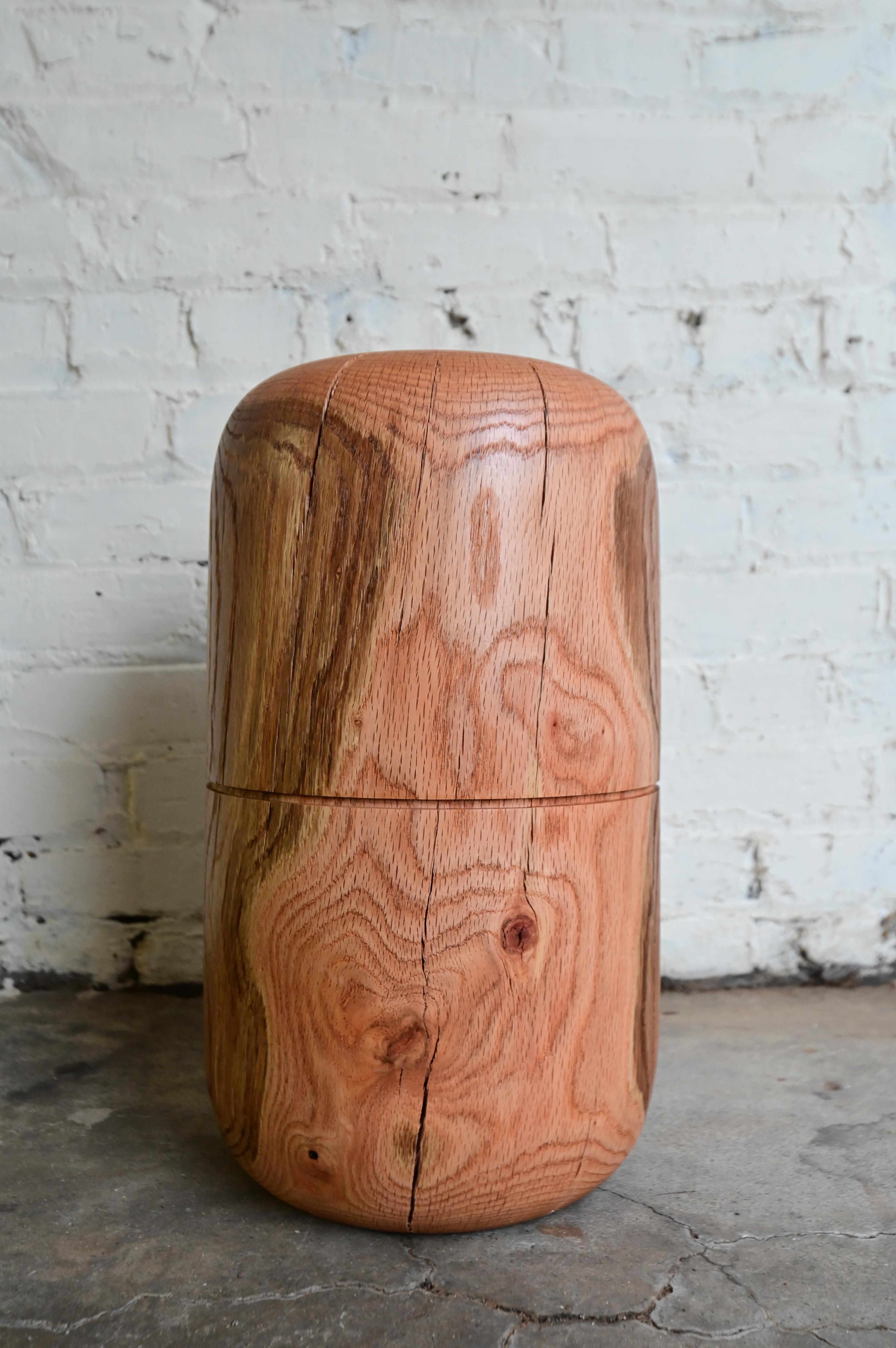 Wood Original Sculpted Brutalist End Table For Sale
