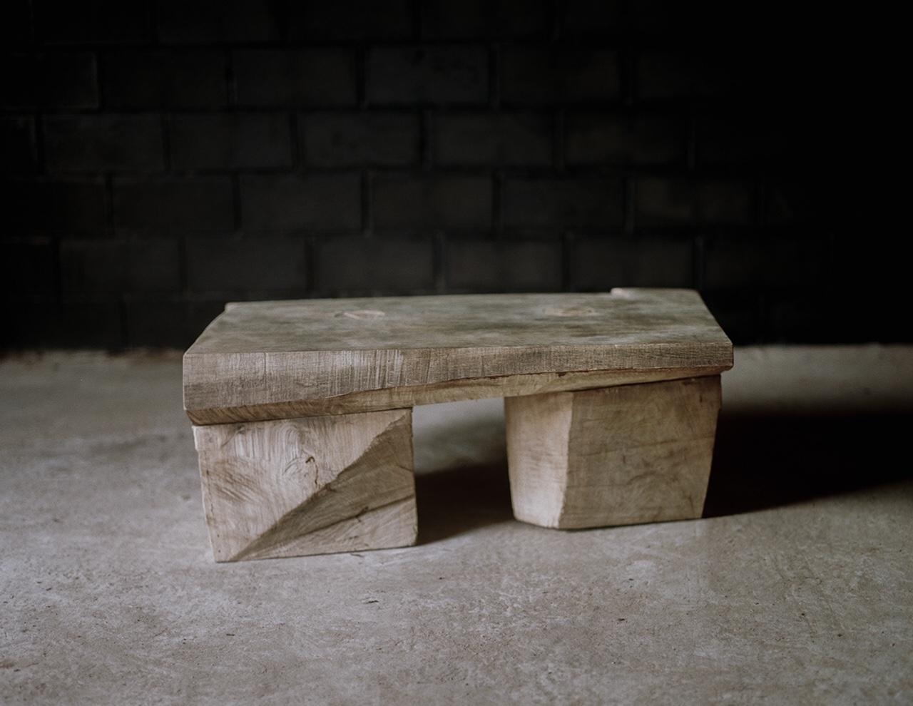 Original sculpted low table in oakwood, Denis Milovanov

Title: The Table

Material: Solid oakwood sculpted with chain saw

Measures: 1200 x 700 x 350 mm

Denis Milovanov creates art objects, landscape pieces and designed furniture of solid