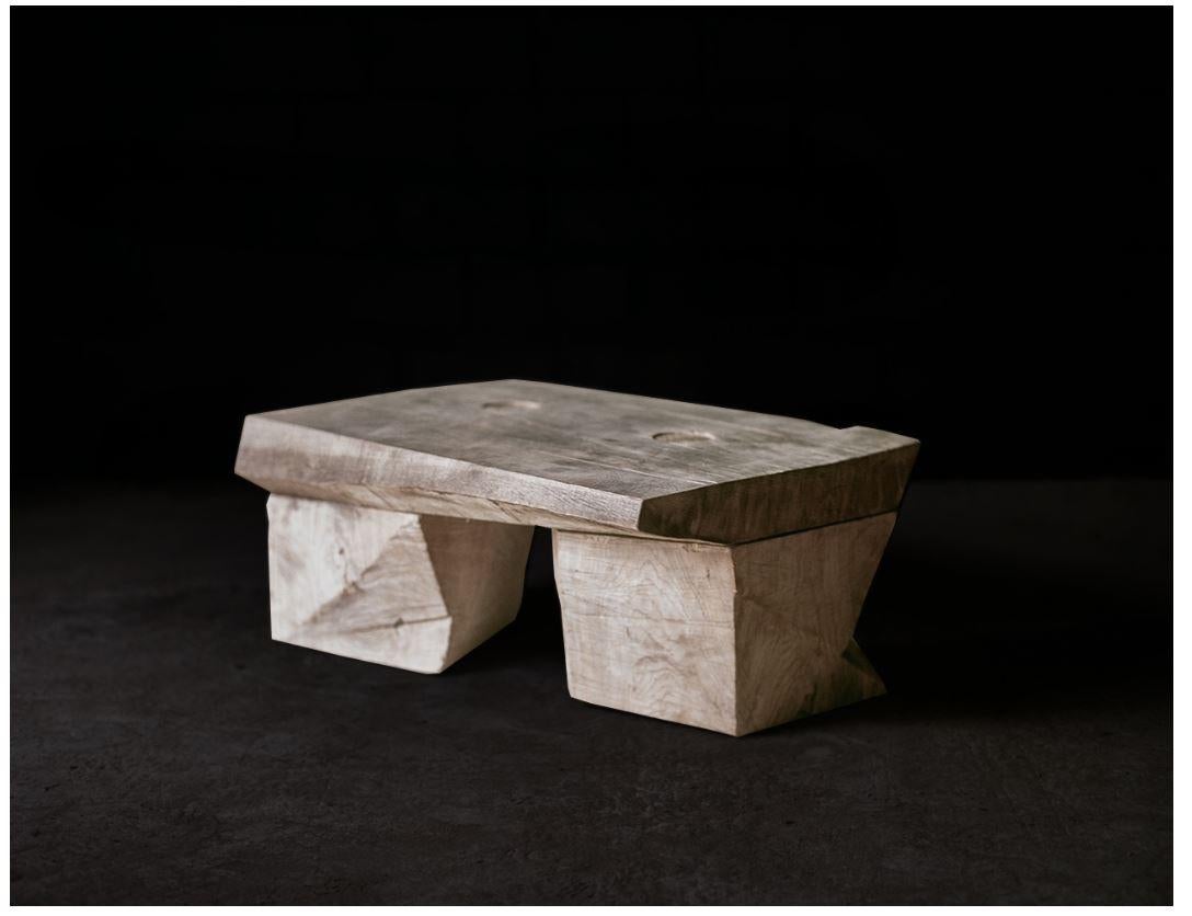 Russian Original Sculpted Low Table in Oak Wood, Denis Milovanov
