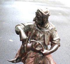 Original Sculpture , Double figure of a Arab on horseback & young girl Signed By