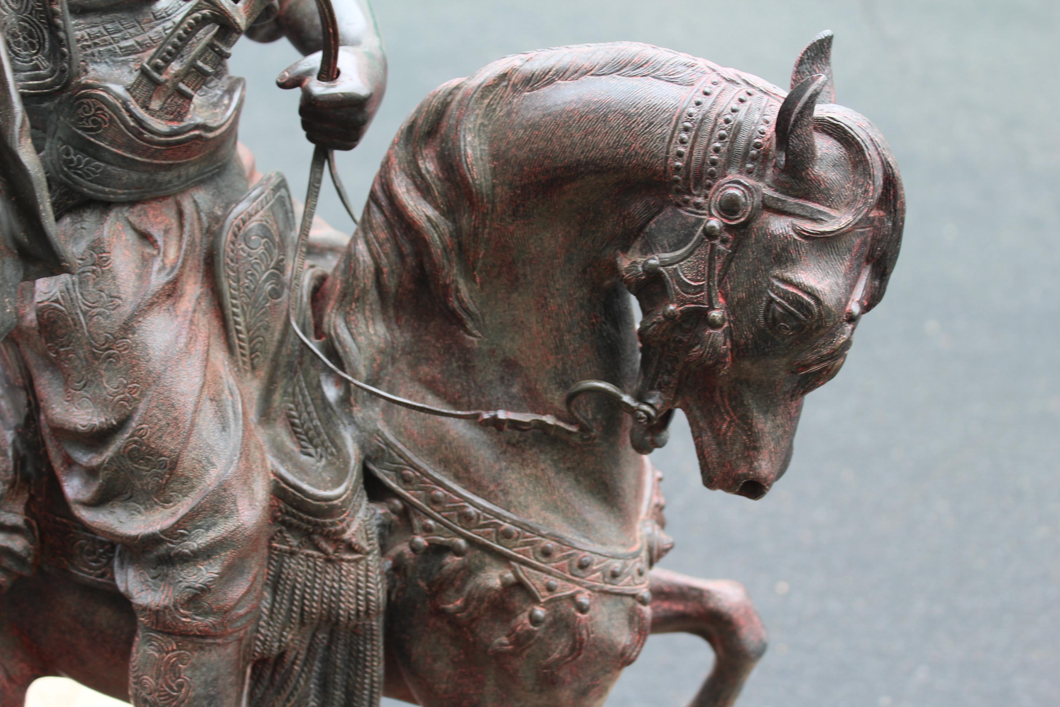 Estetismo Scultura originale, doppia figura di un arabo a cavallo e di una ragazza firmata da in vendita